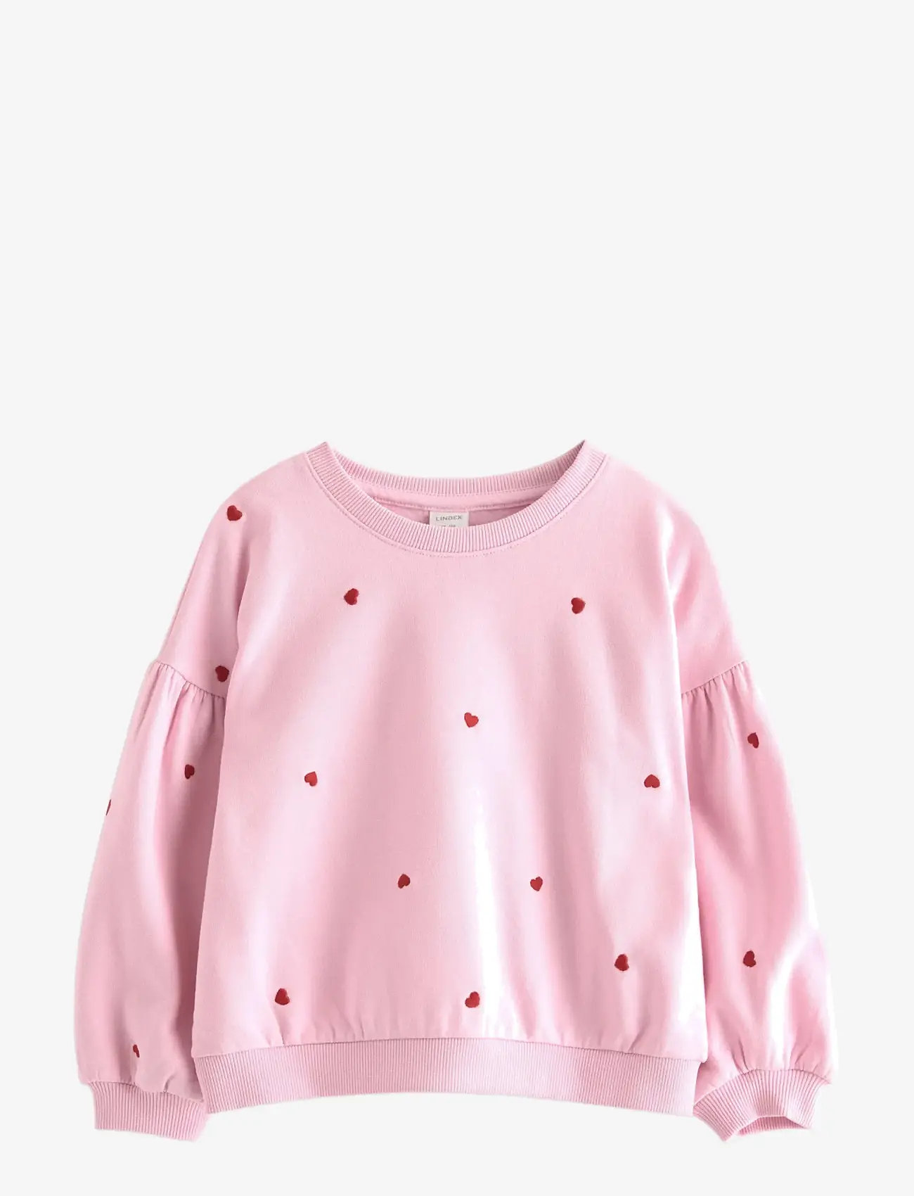 Lindex - Sweater cropped embroidery hea - sweatshirts - light pink - 1