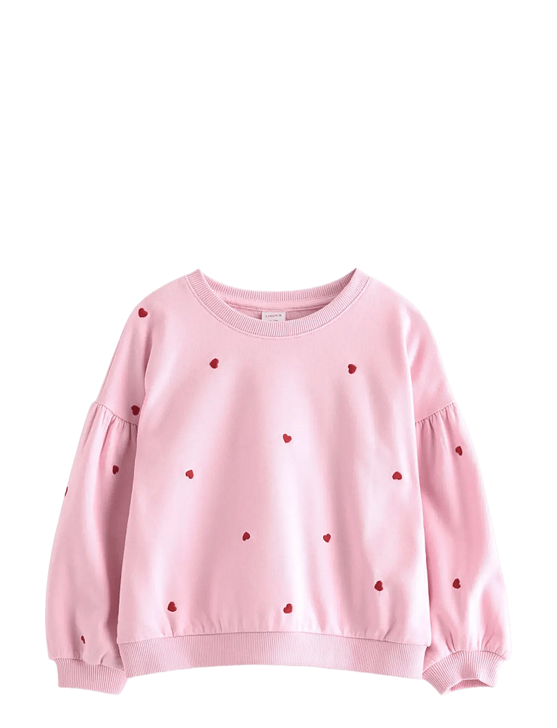 Lindex - Sweater cropped embroidery hea - sweatshirts - light pink - 1