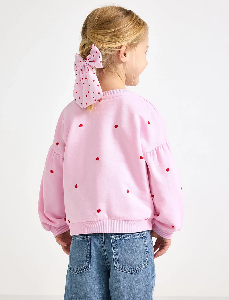 Lindex - Sweater cropped embroidery hea - sweatshirts - light pink - 3