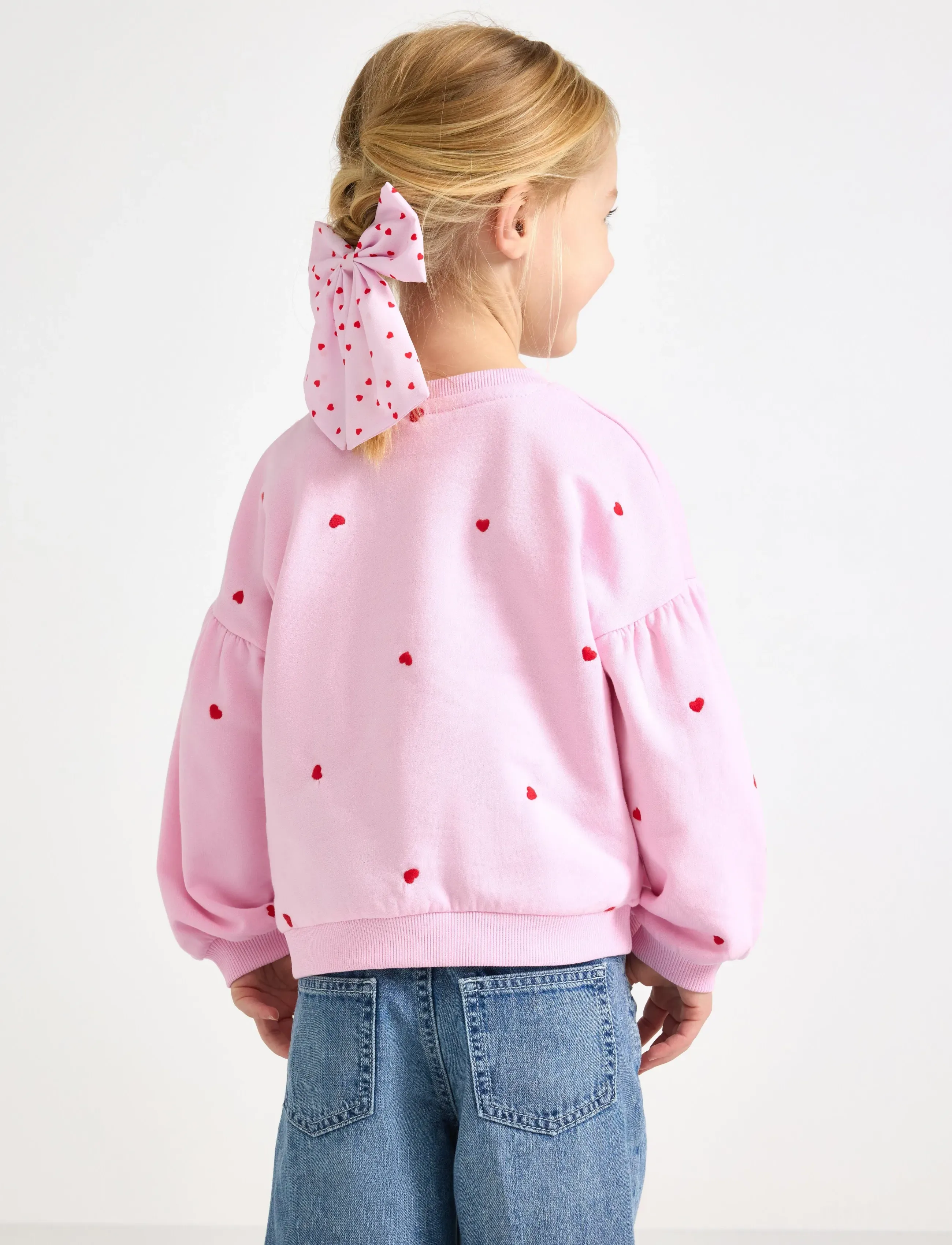 Lindex - Cropped jumper with puff sleeve - sweatshirts - light pink - 3