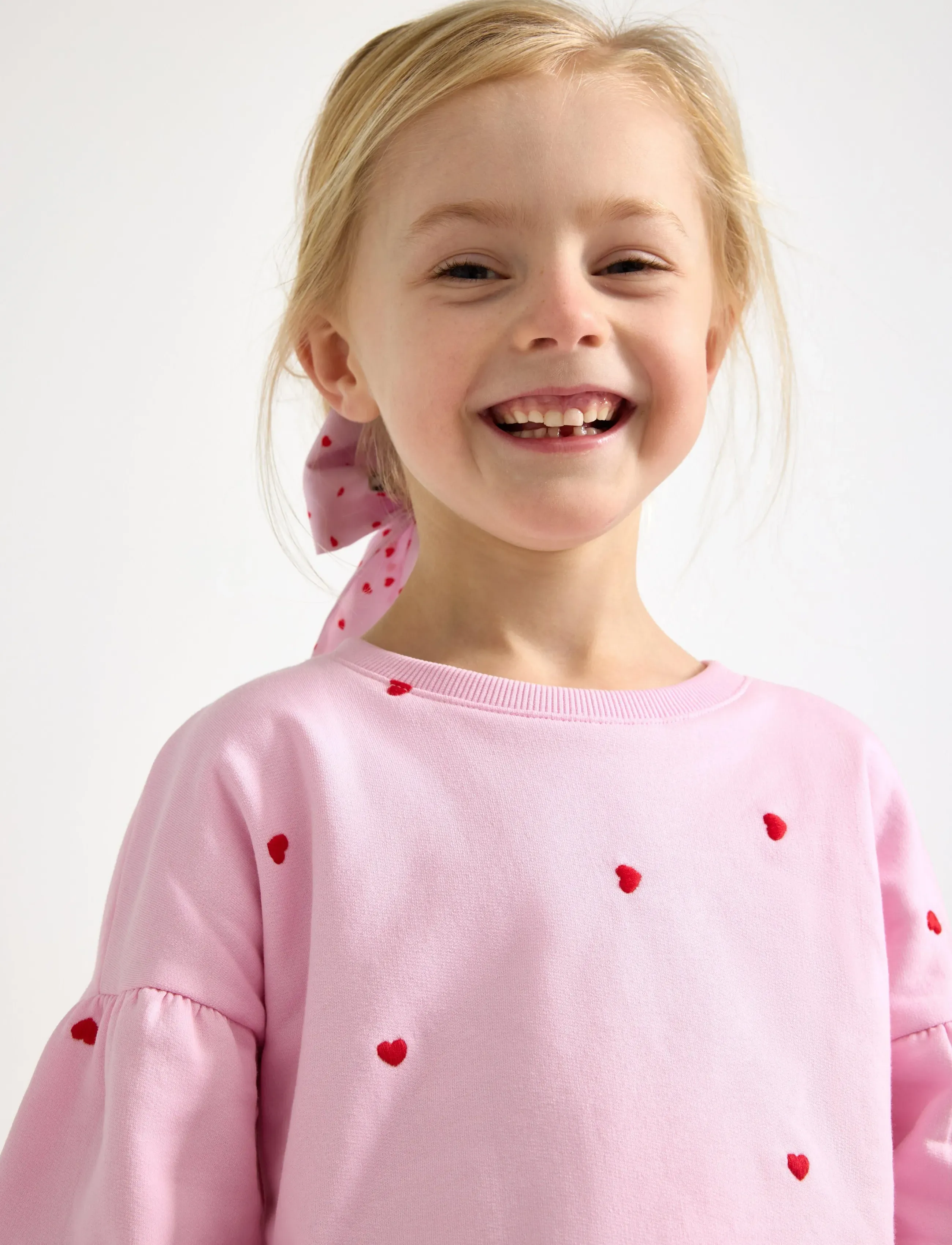 Lindex - Cropped jumper with puff sleeve - sweatshirts - light pink - 4