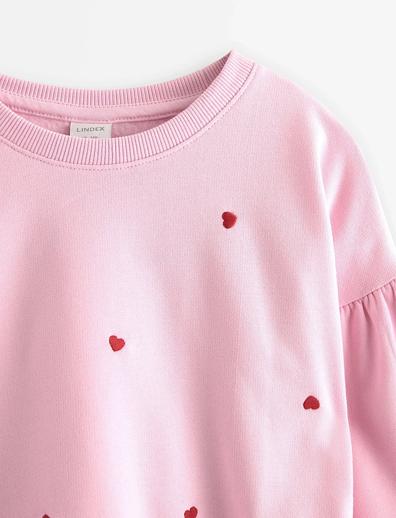 Lindex - Sweater cropped embroidery hea - sweatshirts - light pink - 5