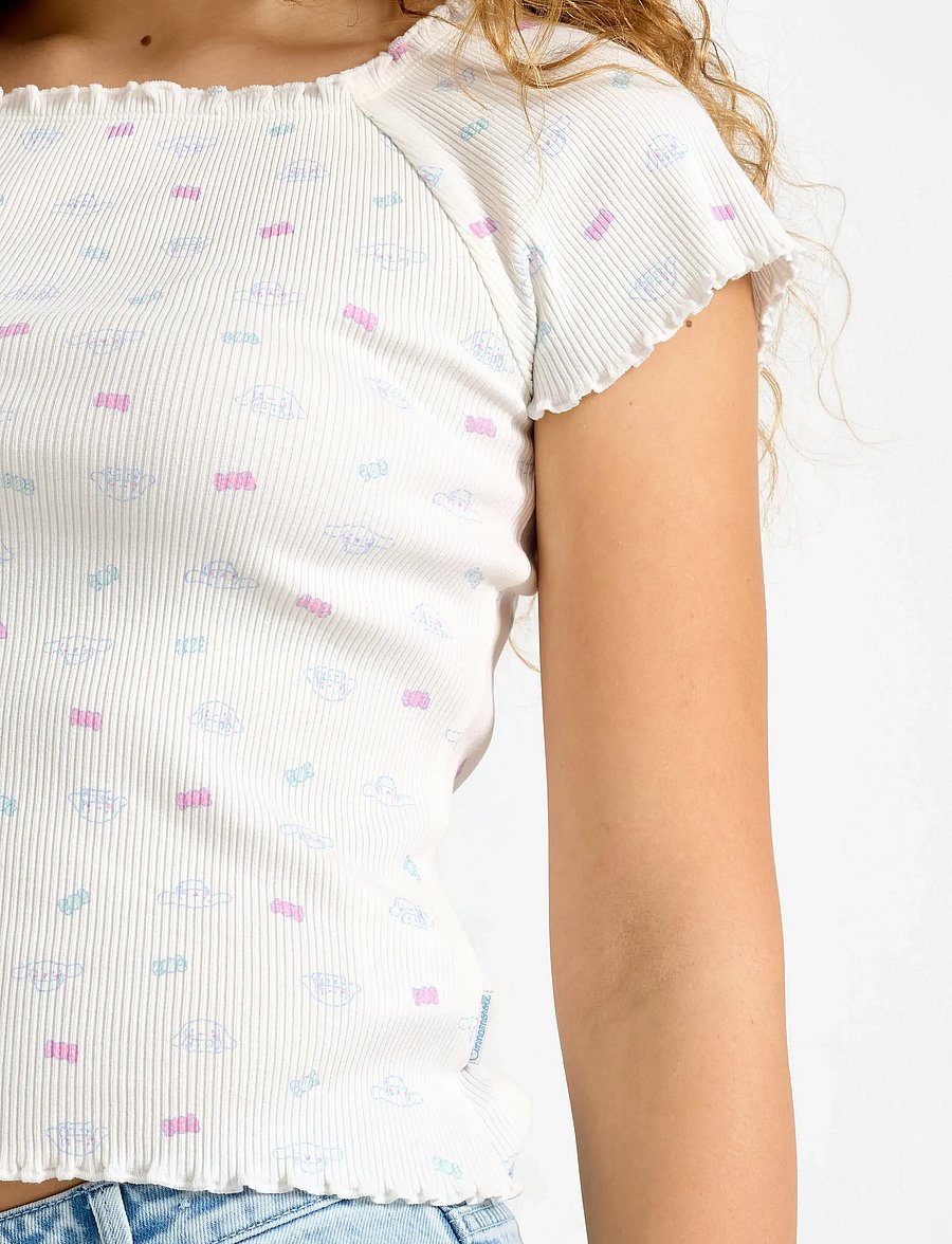 Lindex - Top rib cinnamoroll - kortärmade t-shirts - light dusty white - 4