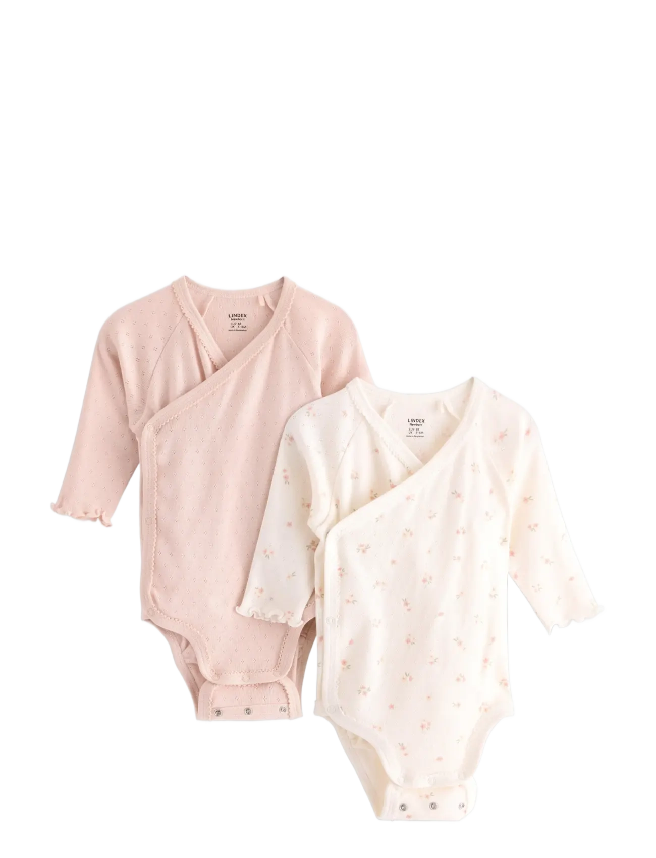 Lindex 2-pack wrap bodysuits in pointelle - Bodies - LIGHT PINK / pink/rose