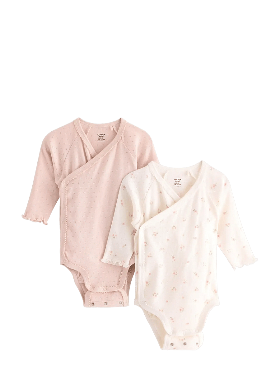 Lindex - 2-pack wrap bodysuits in pointelle - einkaufen nach alter von - light pink - 0