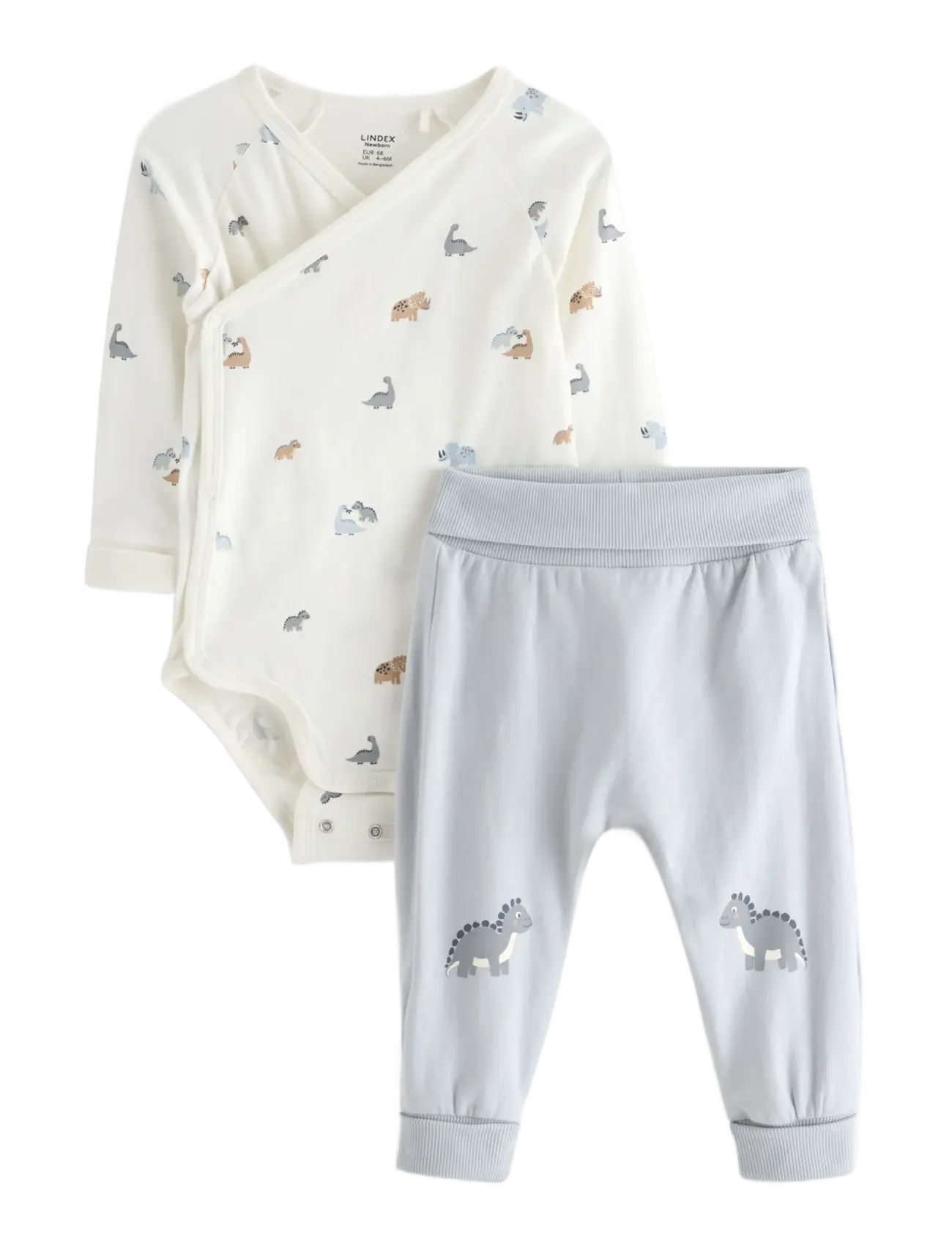 Lindex Set Wrap Bodysuit And Joggers, Børn, Omslagsbody Og Joggingbukser Sæt, Cream, Str: 62