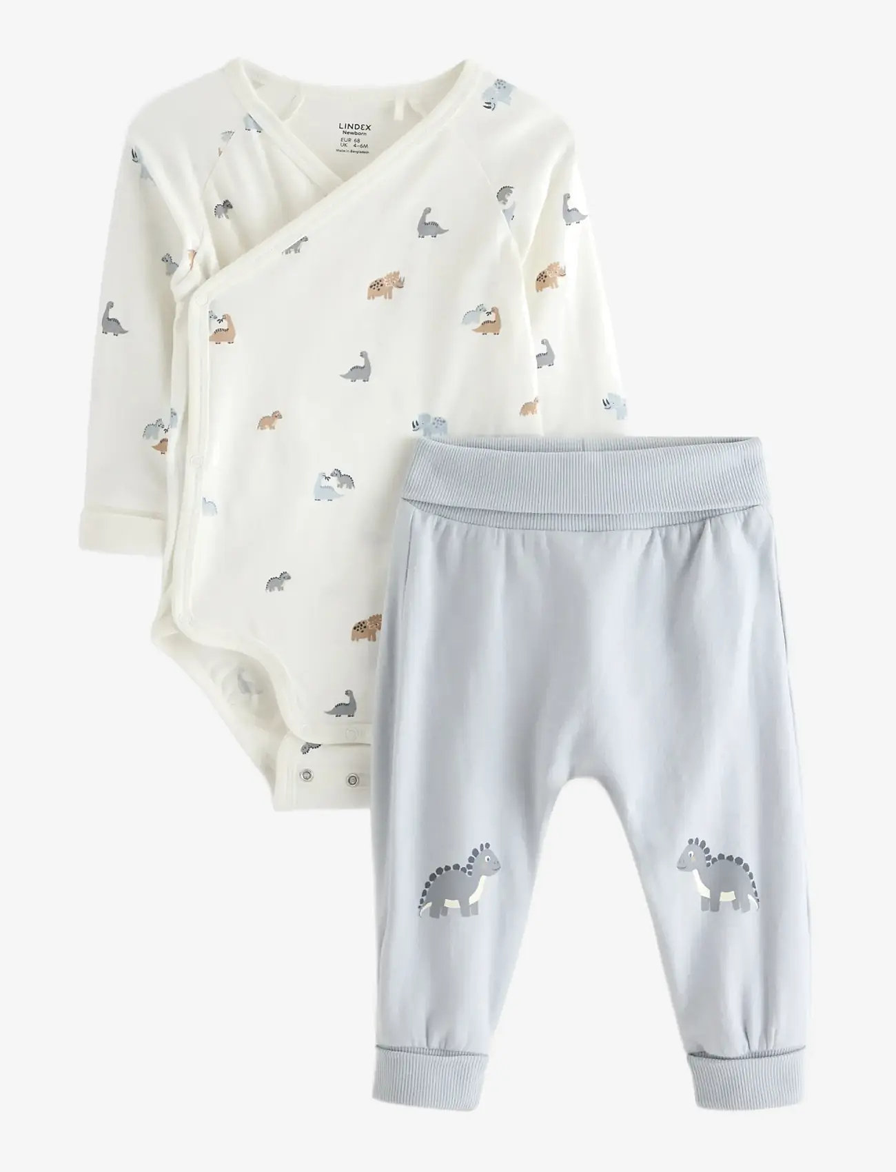 Lindex - Set 2 pcs wrap body trousers - sets mit body - light dusty blue - 0