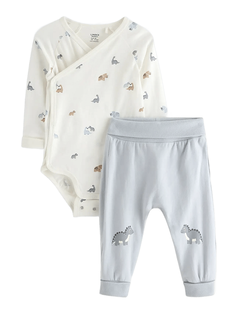 Lindex - Set 2 pcs wrap body trousers - sets mit body - light dusty blue - 0