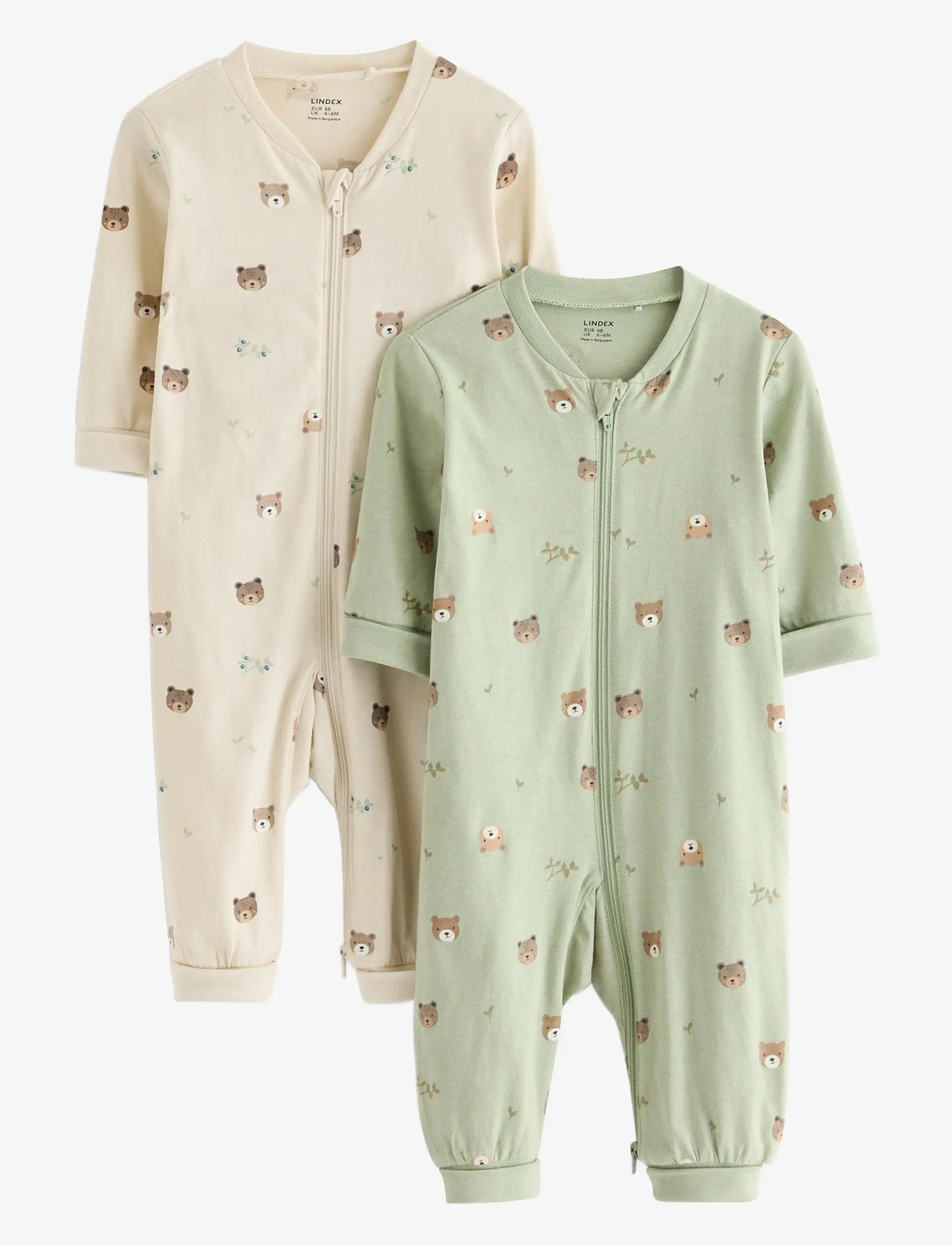 Lindex - Pyjamas aop 2 pack - magamiskombinesoonid - dusty green - 0