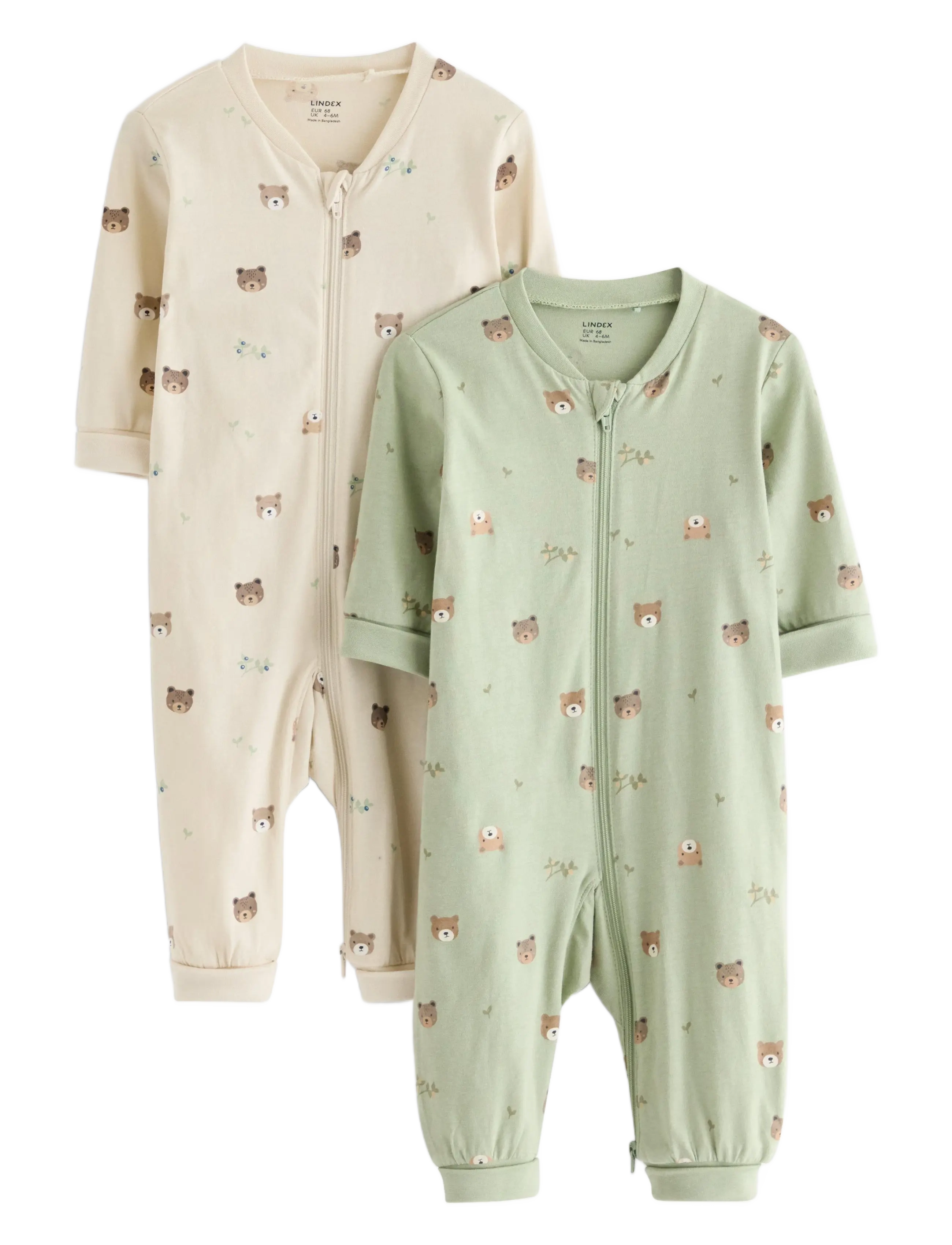 Lindex Pyjamas aop 2 pack - Kleidung - DUSTY GREEN / cream
