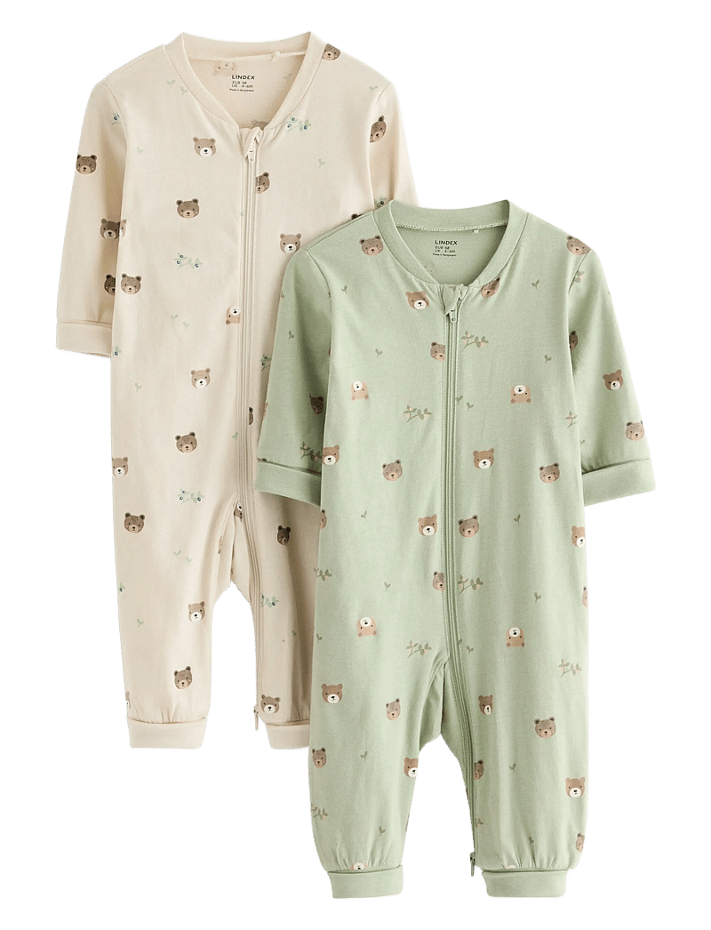 Lindex - Pyjamas aop 2 pack - magamiskombinesoonid - dusty green - 0