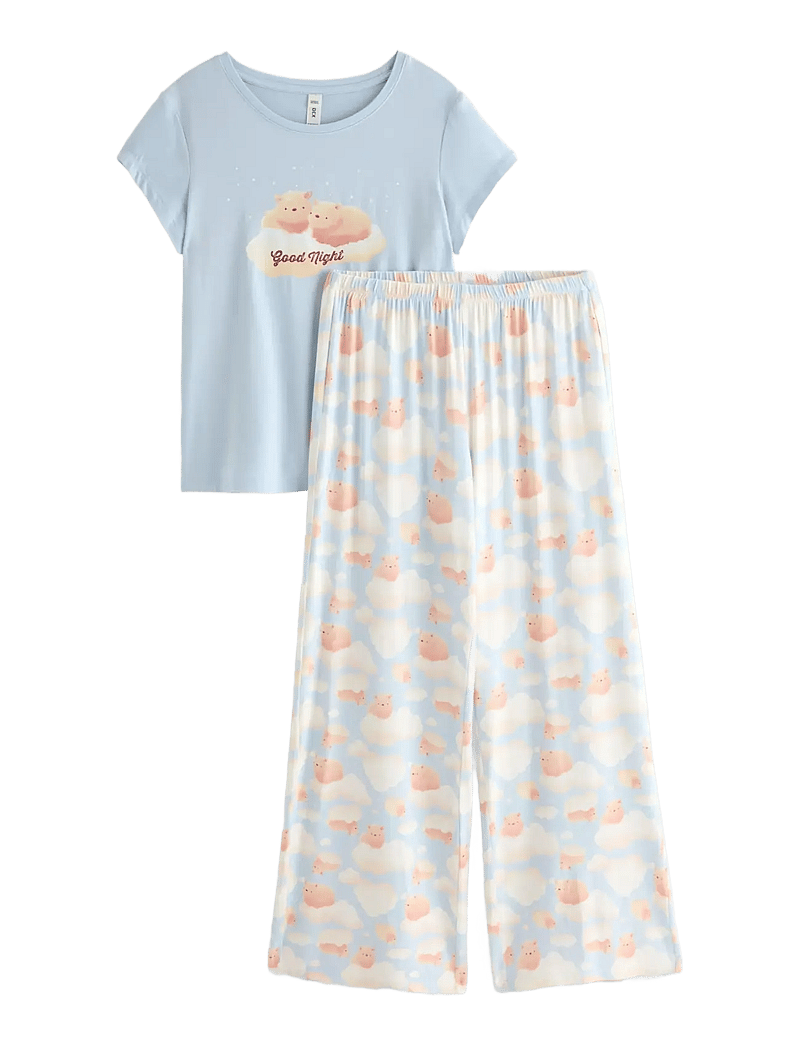 Lindex - Pyjama set capybara print - pyjama-sets - light blue - 1
