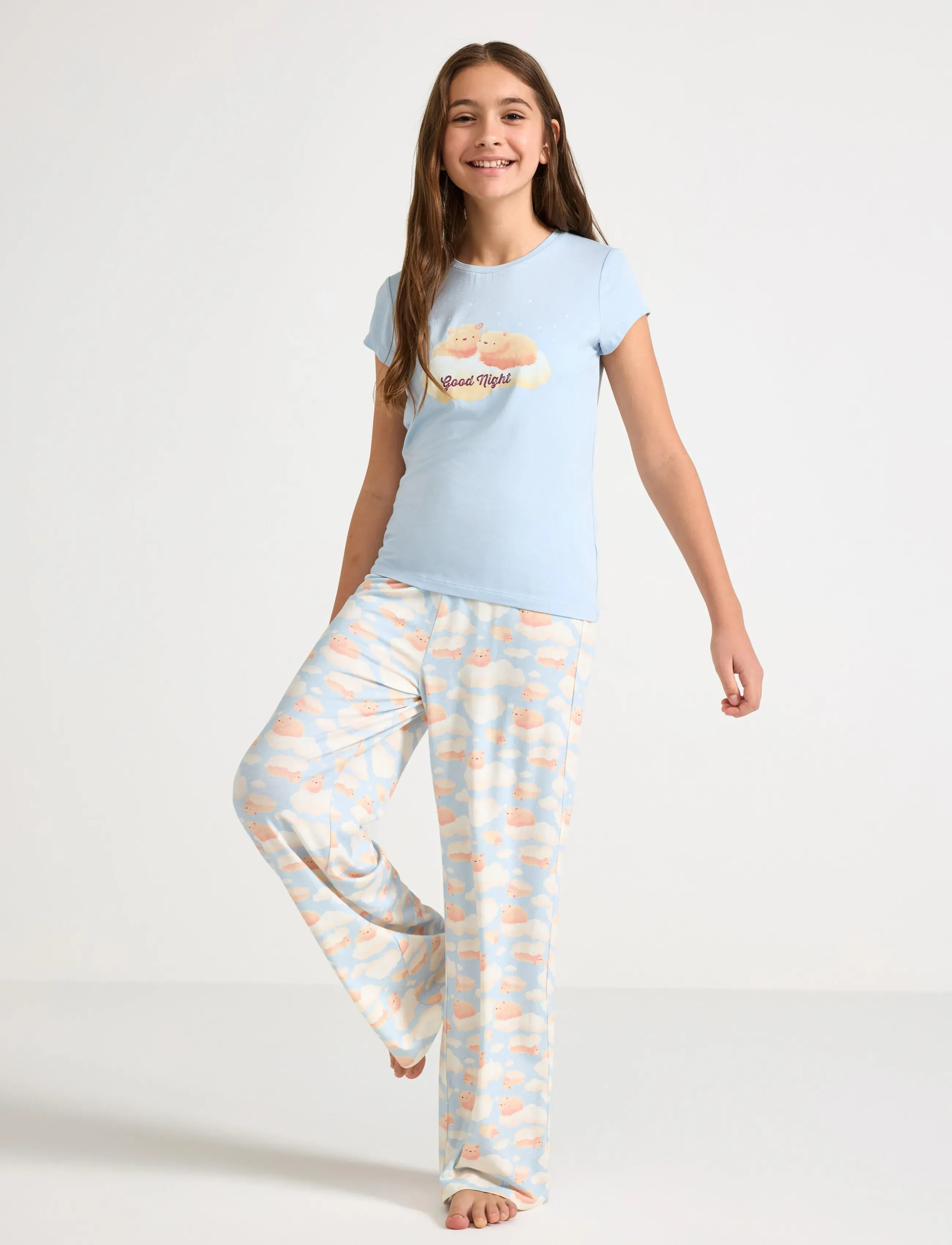 Lindex - Pyjama set capybara print - light blue - 0