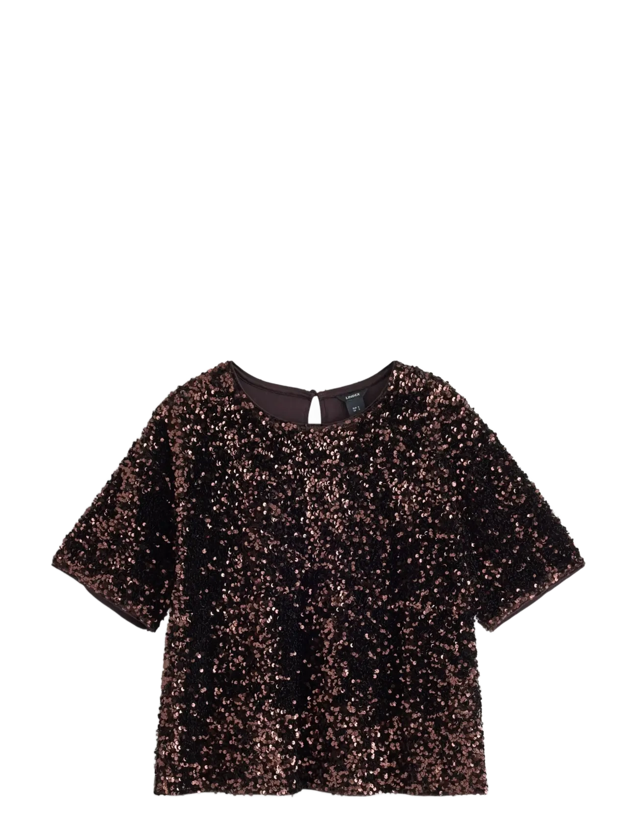 Lindex Topp i sammet med paljetter - T-särgid - BROWN / brown