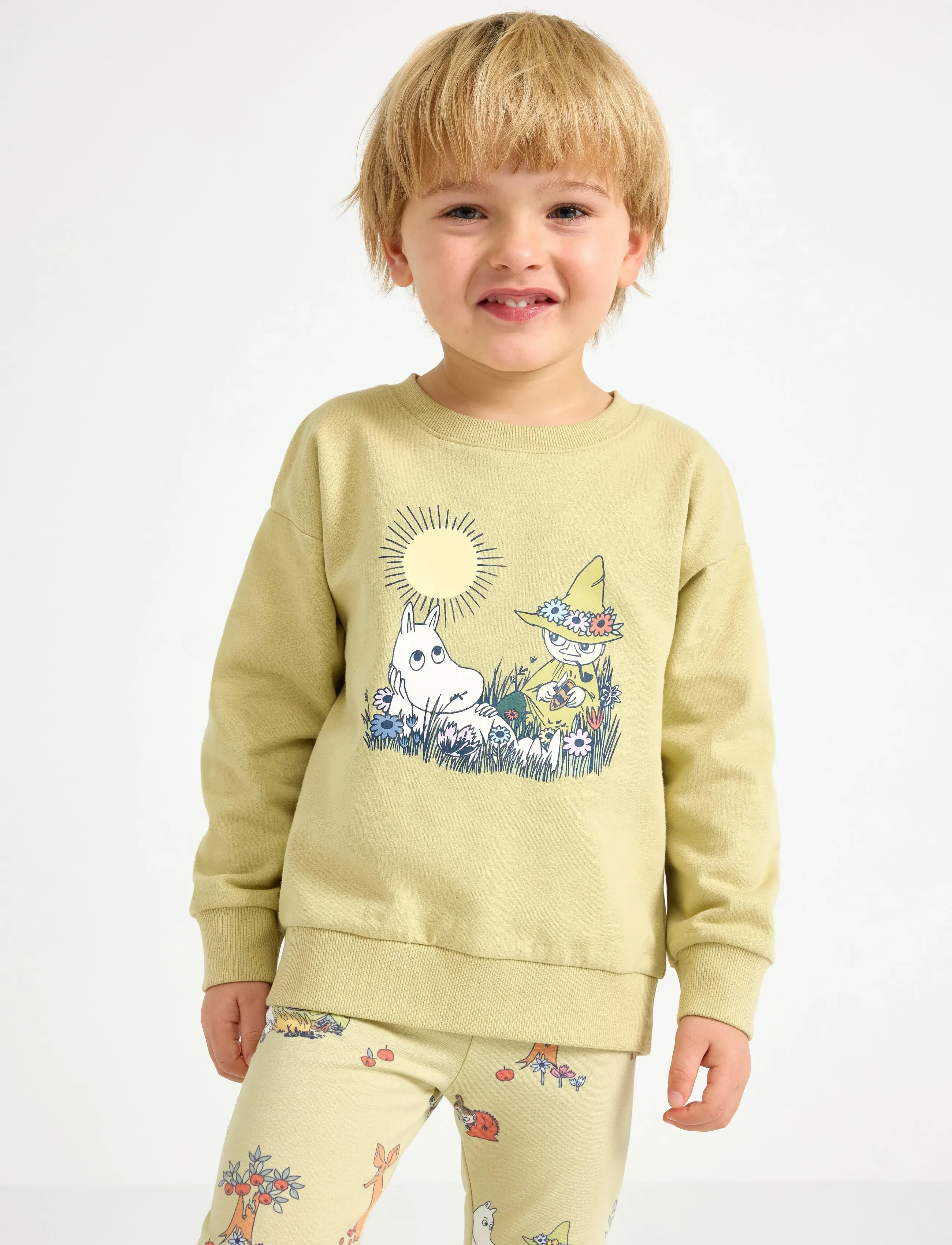 Lindex Moomin sweatshirt with brushed inside - Overdeler - LIGHT DUSTY GREEN / green