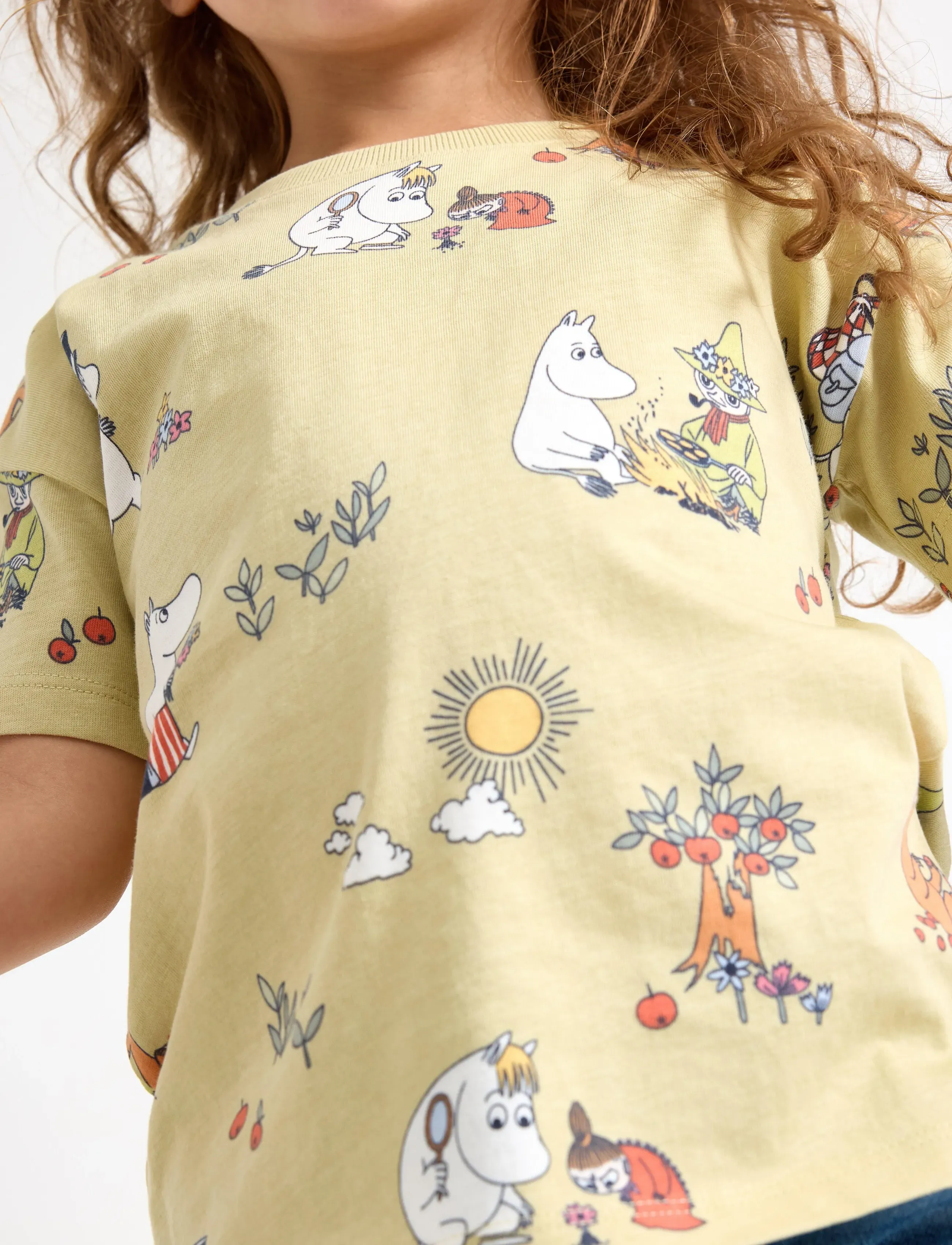 Lindex - Top SS Moomin - light dusty green - 4