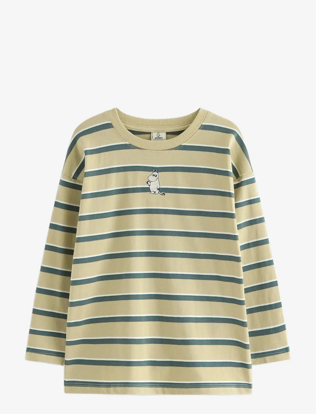 Lindex - Top LS Moomin Stripe - långärmade t-shirts - light dusty green - 1