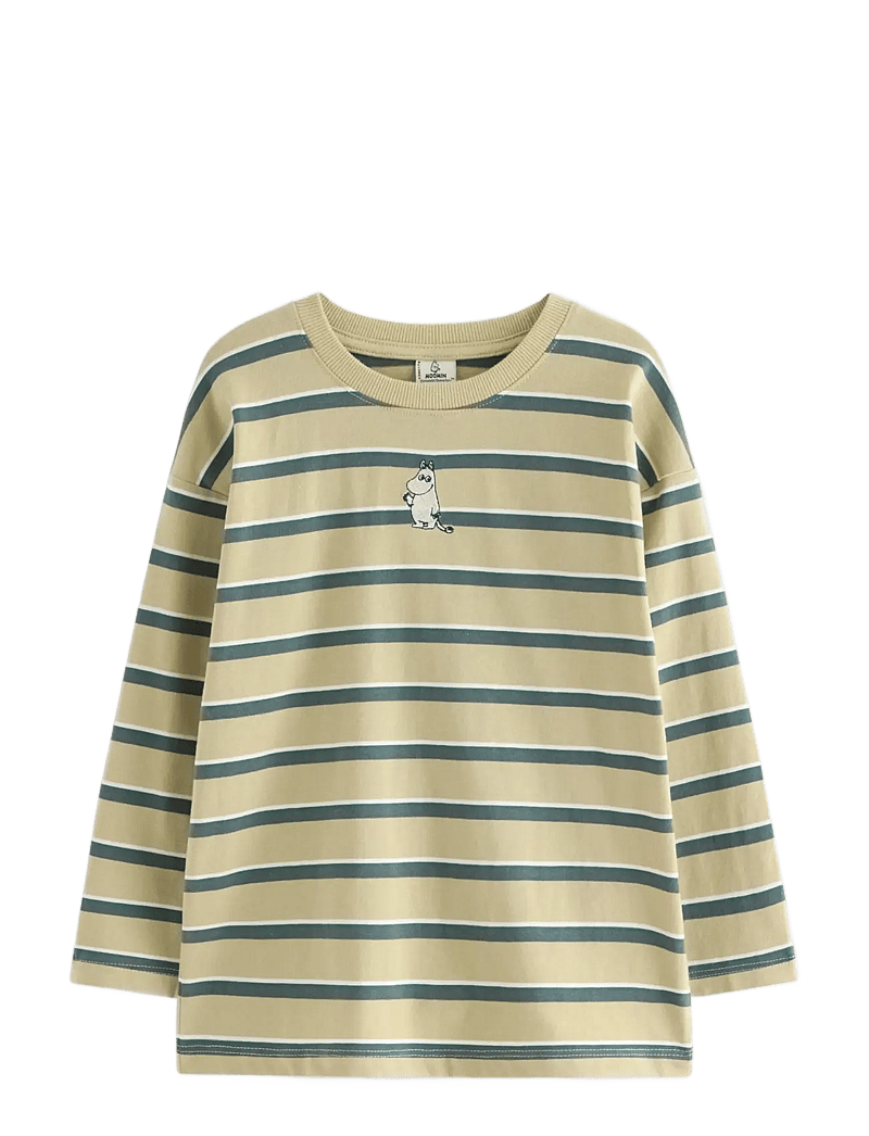 Lindex - Top LS Moomin Stripe - långärmade t-shirts - light dusty green - 1