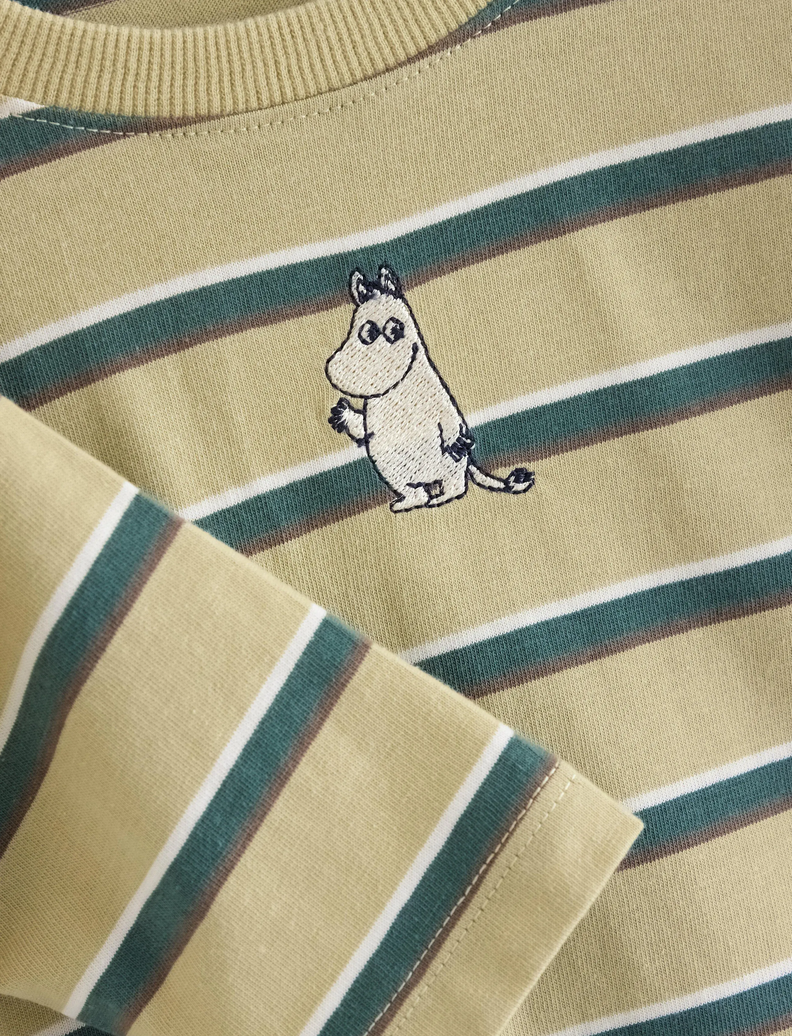 Lindex - Top LS Moomin Stripe - light dusty green - 5