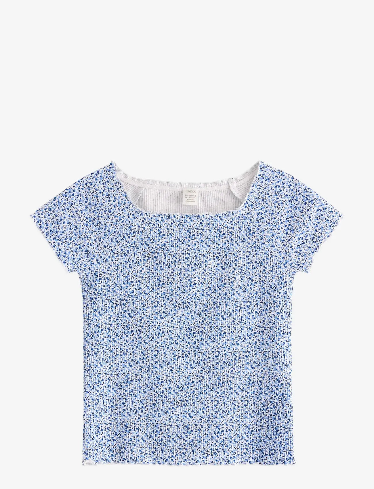 Lindex - Ribbed top - kortärmade t-shirts - light blue - 1