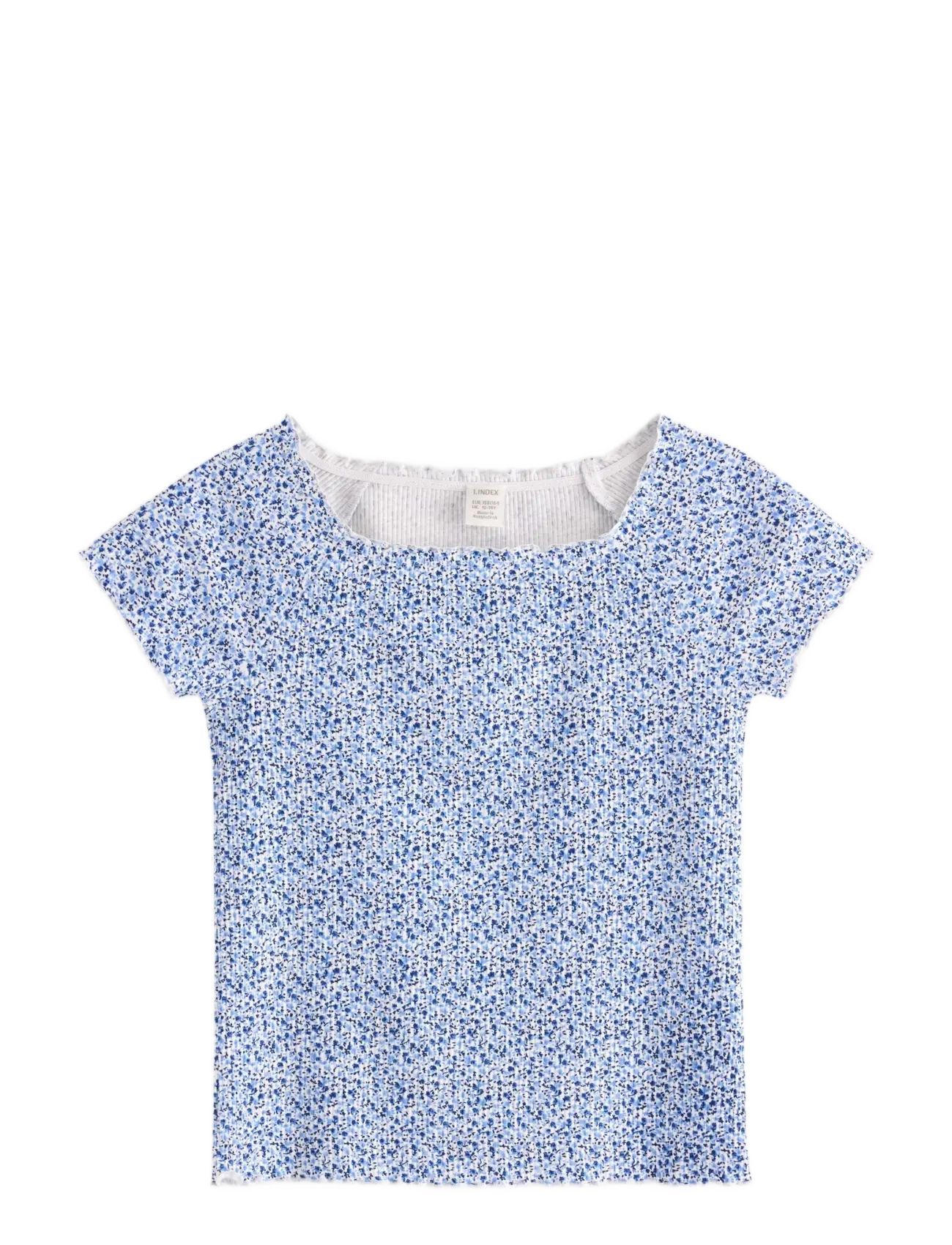 Lindex Ribbed top - Basics - LIGHT BLUE / white