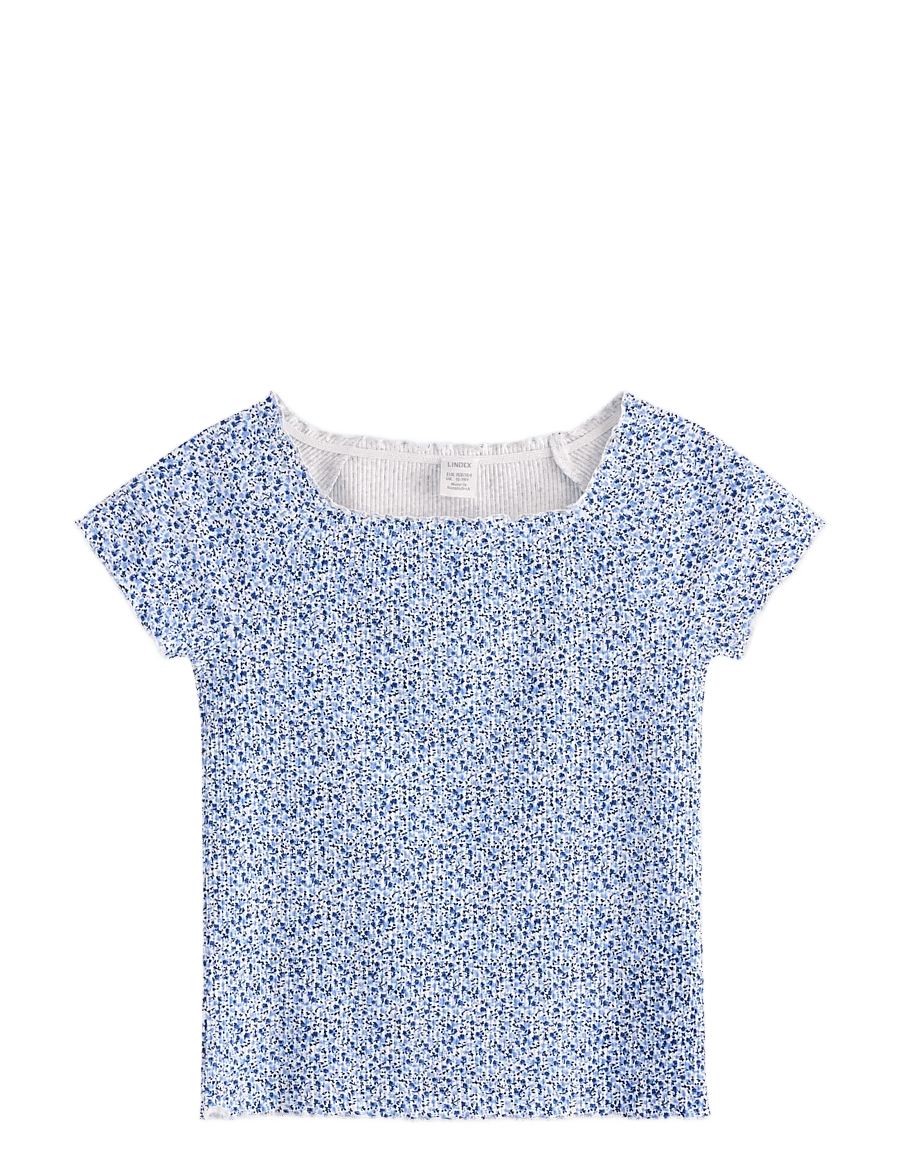 Lindex - Ribbed top - kortærmede t-shirts - light blue - 1