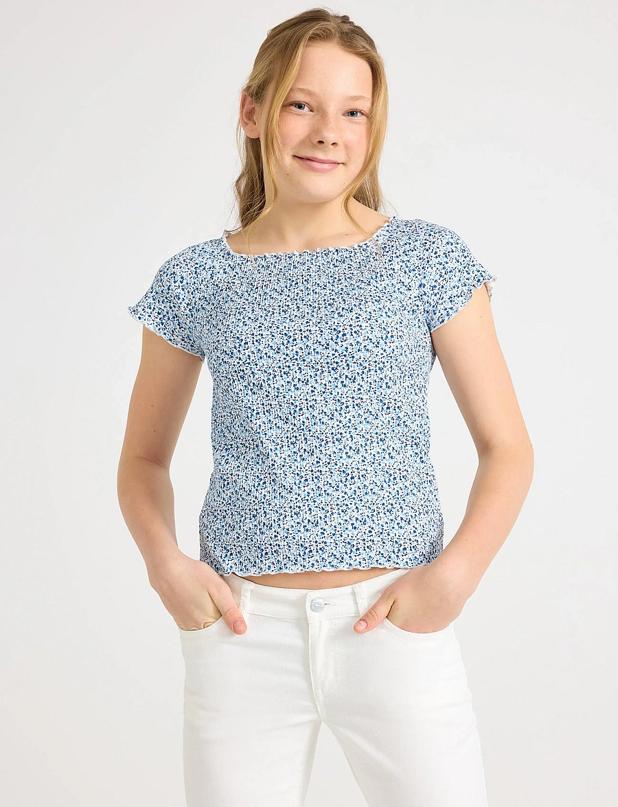 Lindex - Ribbed top - kortærmede t-shirts - light blue - 0