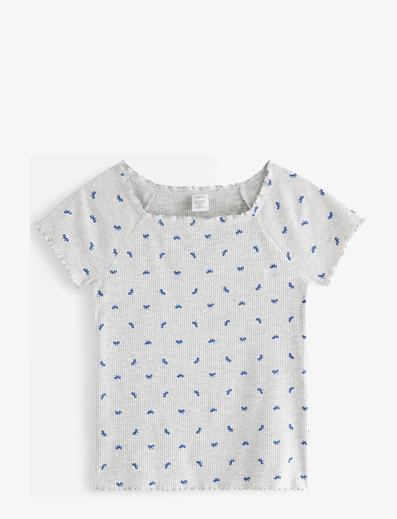 Lindex - Ribbed top - kurzärmelige - light grey melange - 1