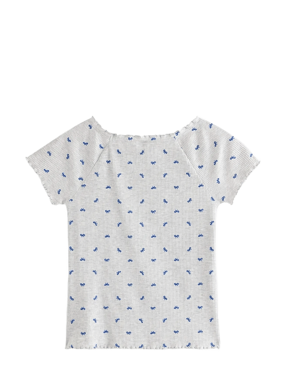 Lindex - Ribbed top - kurzärmelige - light grey melange - 2