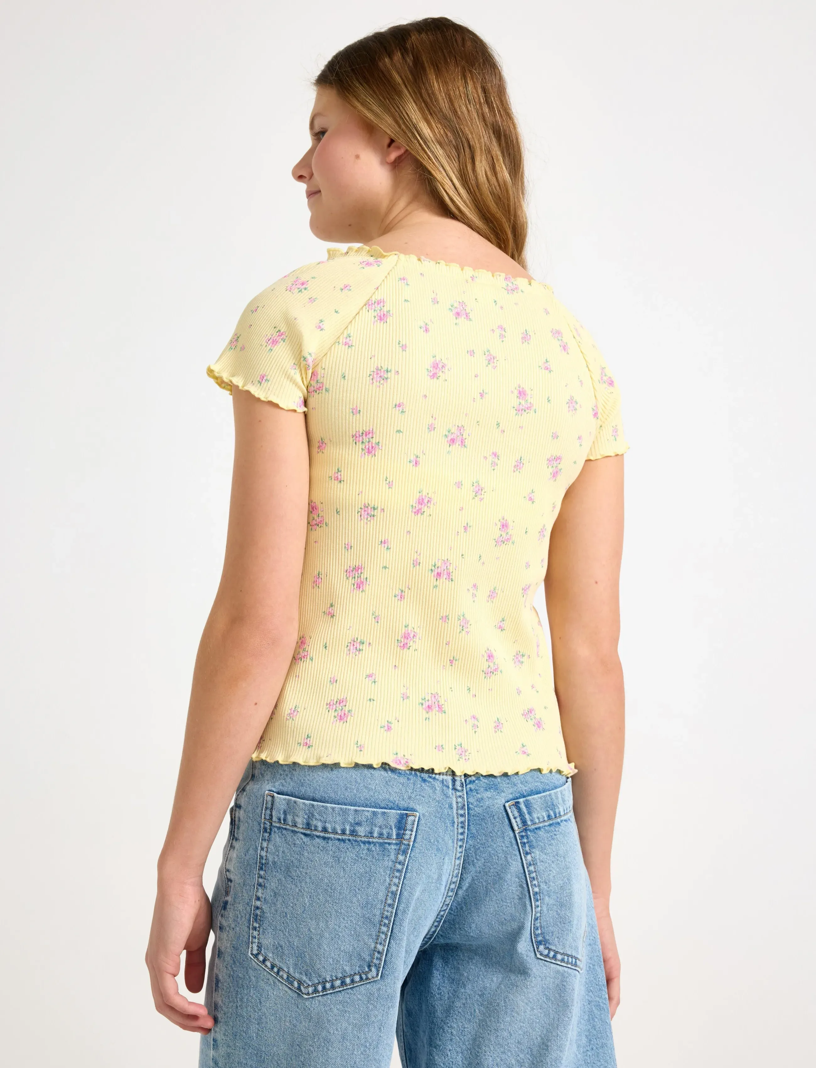 Lindex - Ribbed top - kortærmede t-shirts - light yellow - 3