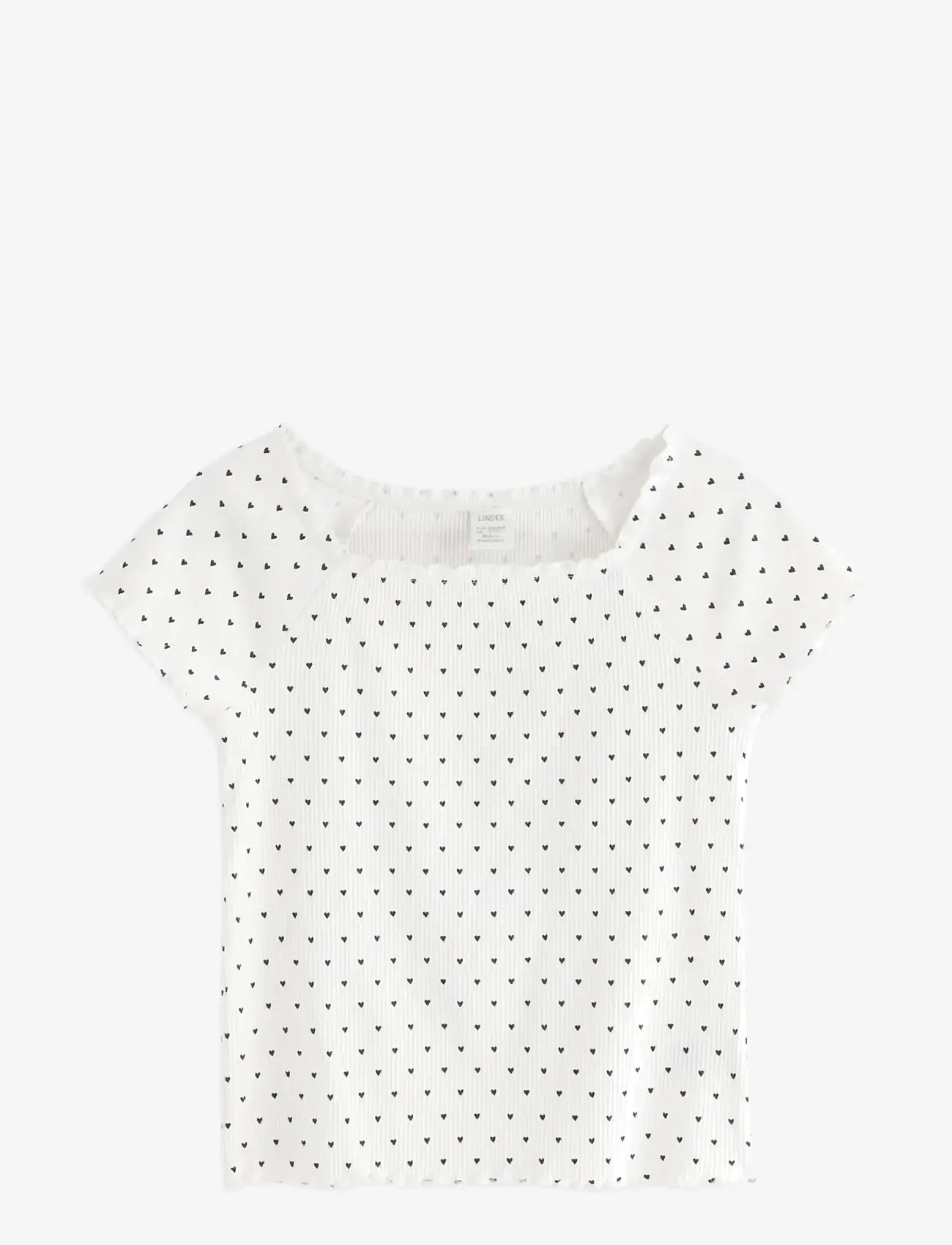 Lindex - Ribbed top - kortärmade t-shirts - off white - 1