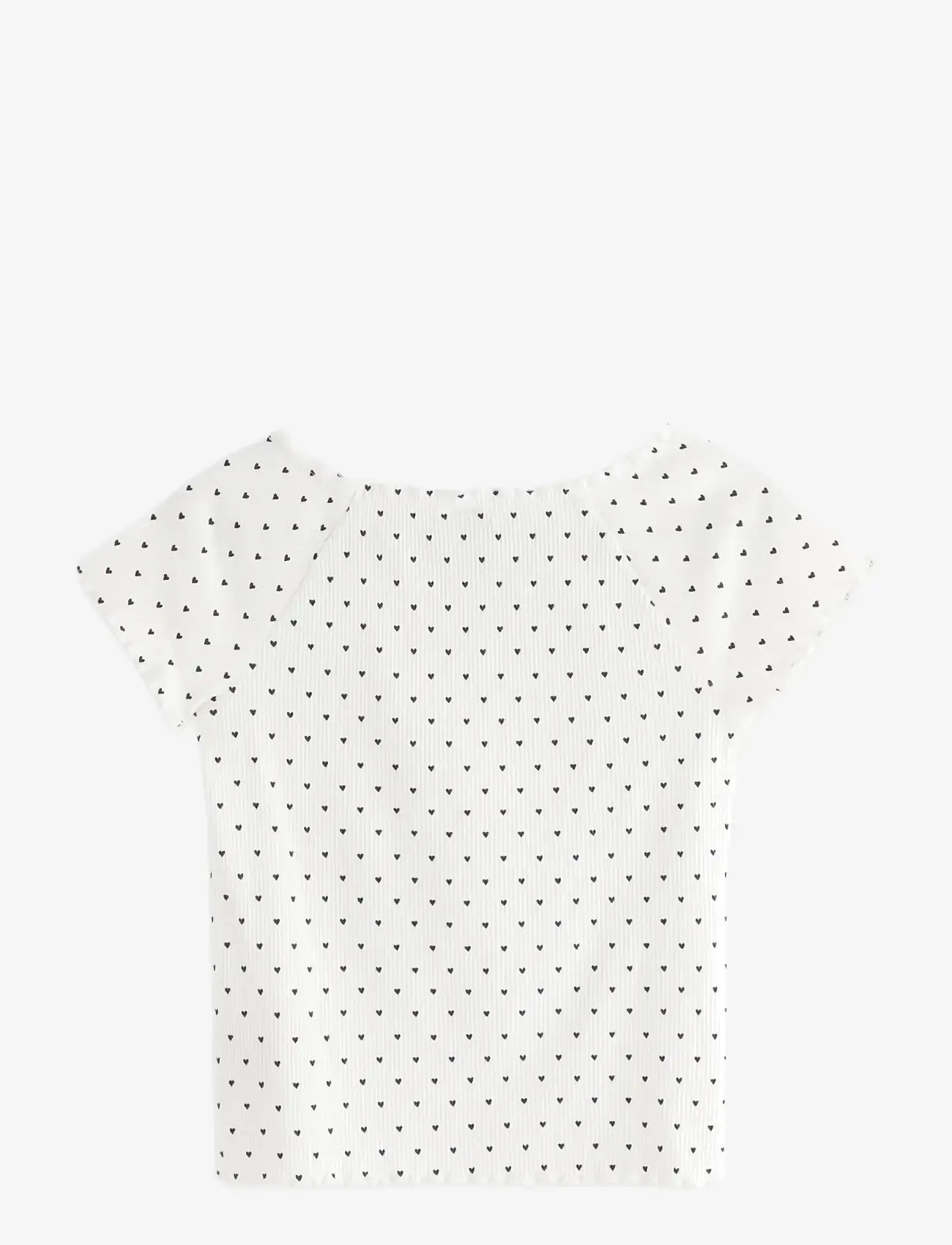 Lindex - Ribbed top - kortärmade t-shirts - off white - 2