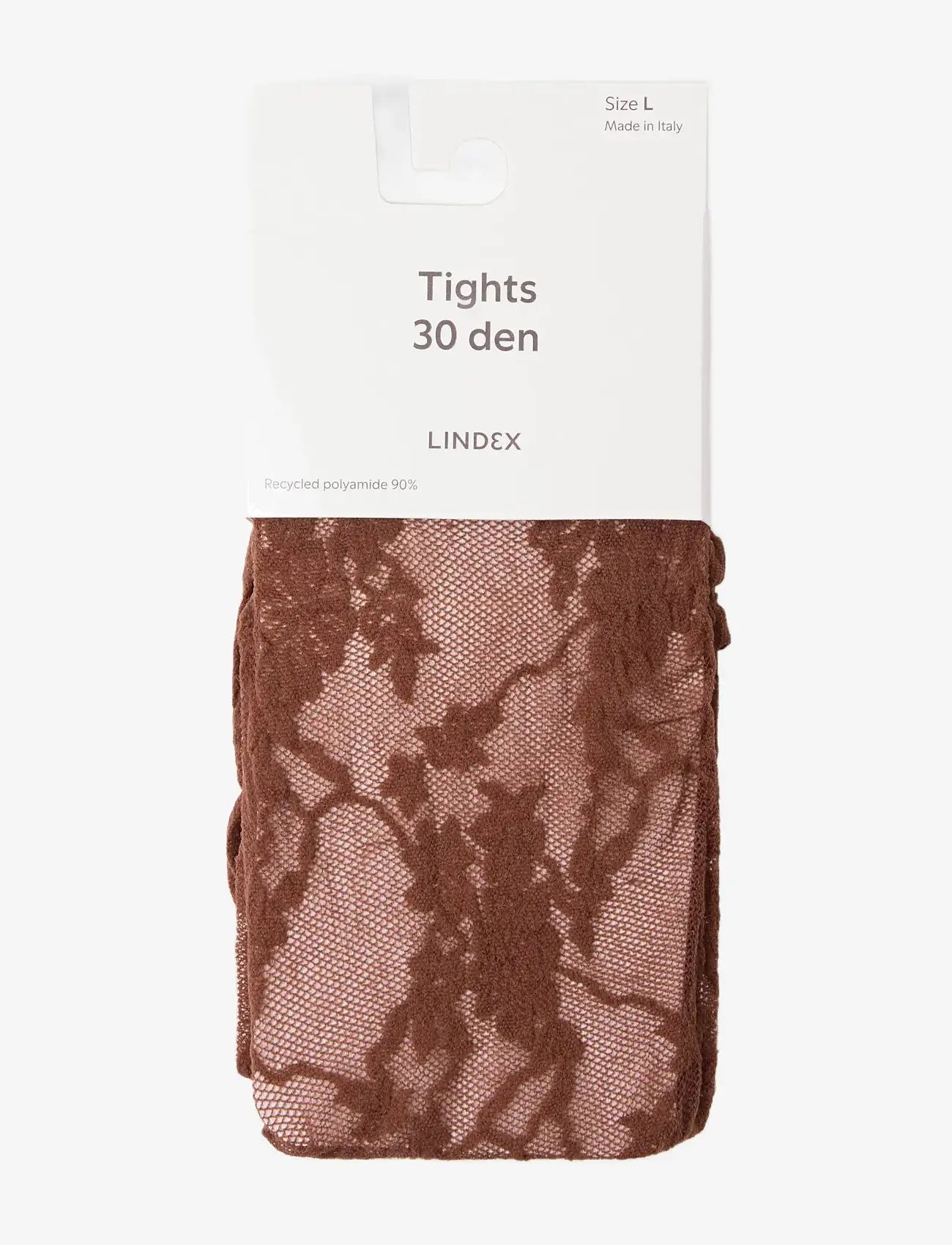 Lindex - tights 30 den lace floral dais - besondere anlässe - dark dusty brown - 1