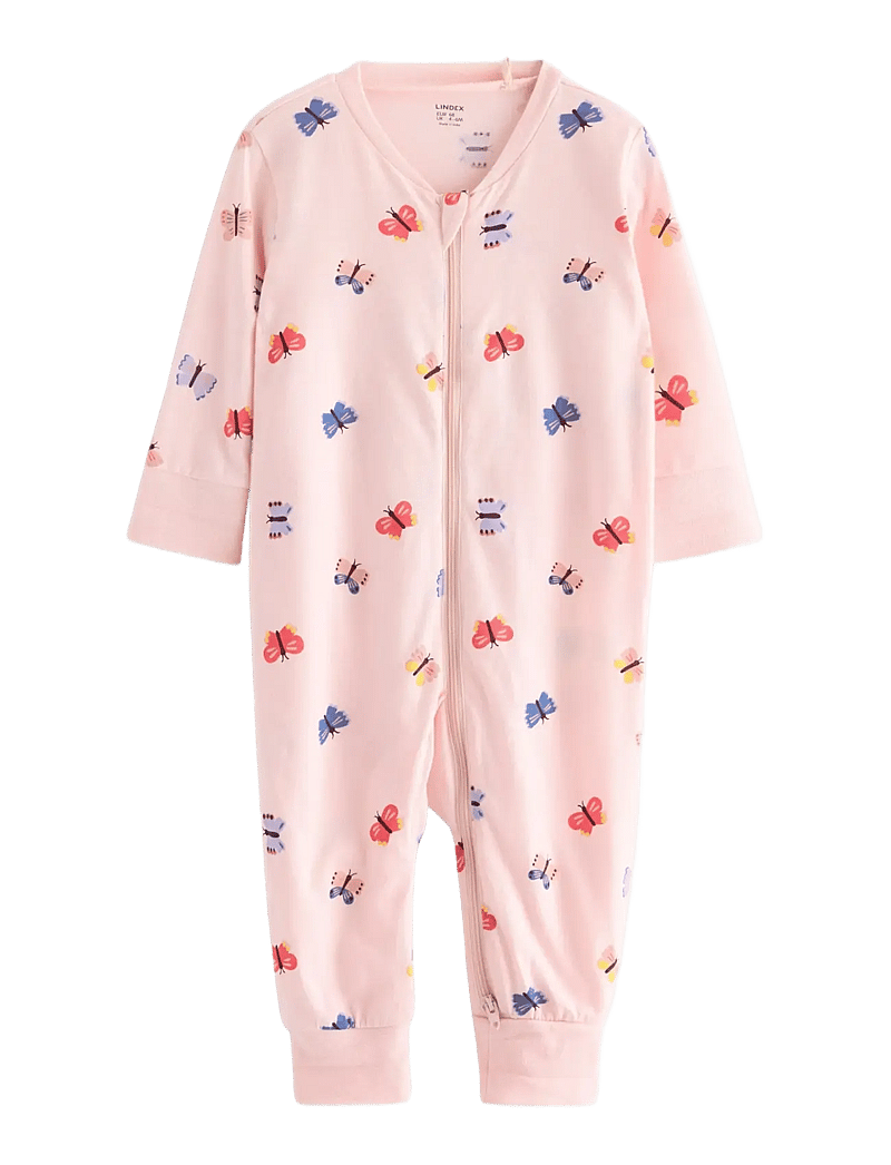 Lindex - Pyjamas aop butterflies - schlafoveralls - light pink - 0