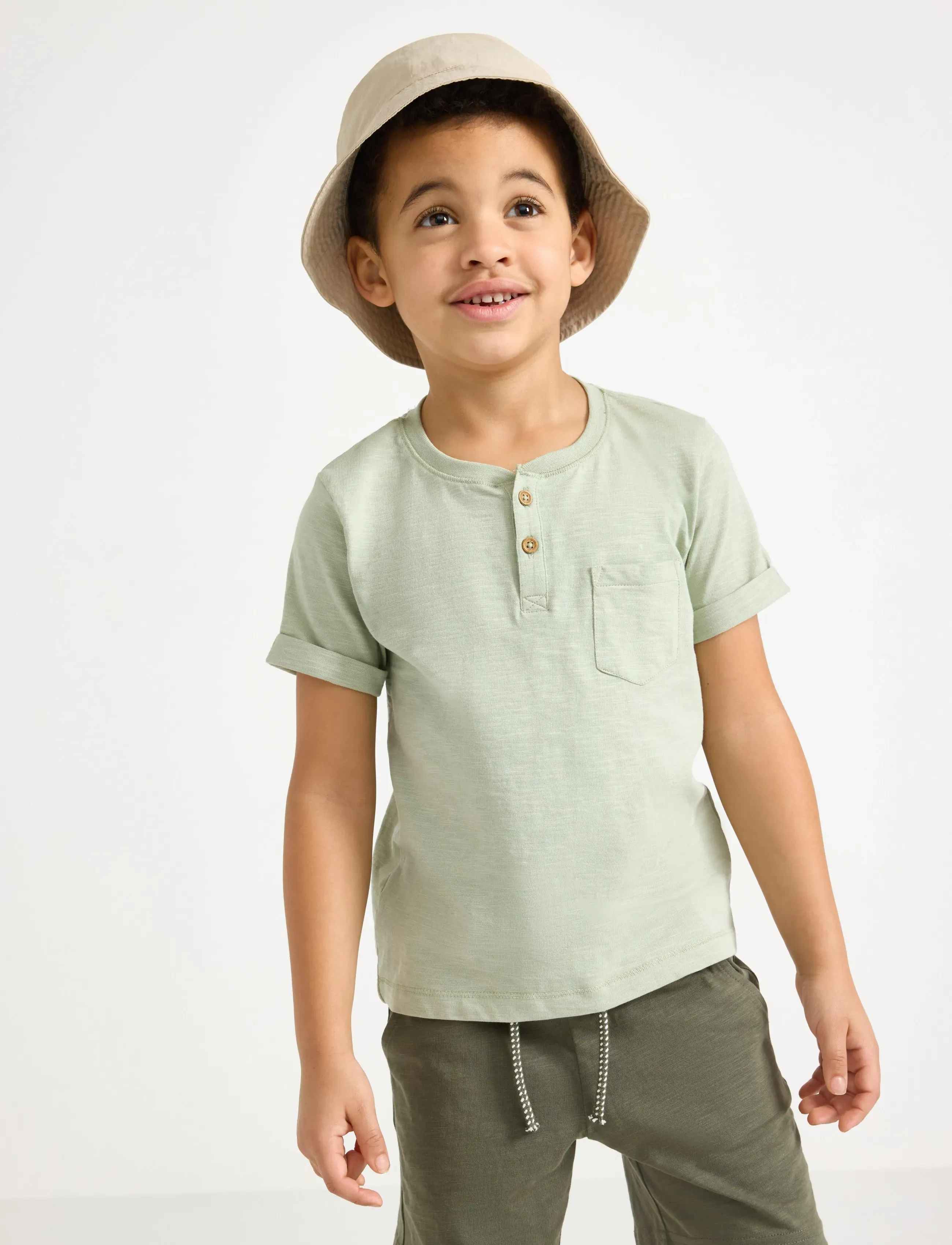Lindex Top In Slub Jersey, 122/128, T-shirts, Grün - Short-sleeved, Kinder