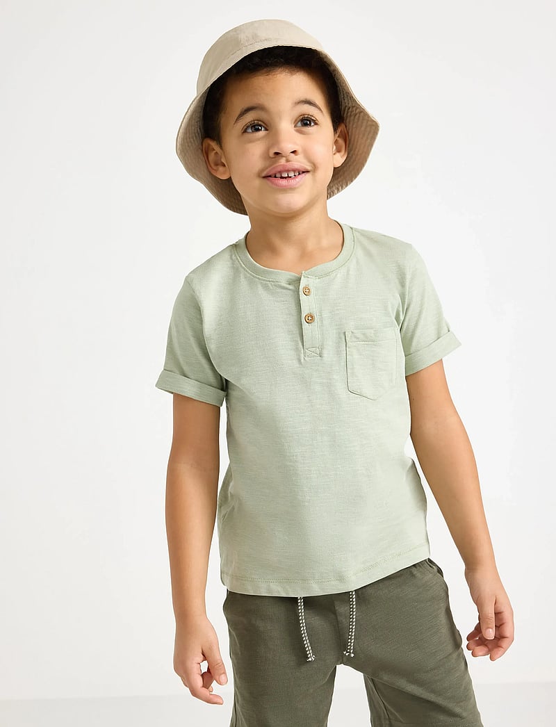 Lindex - Top in slub jersey - kurzärmelige - dusty green - 0