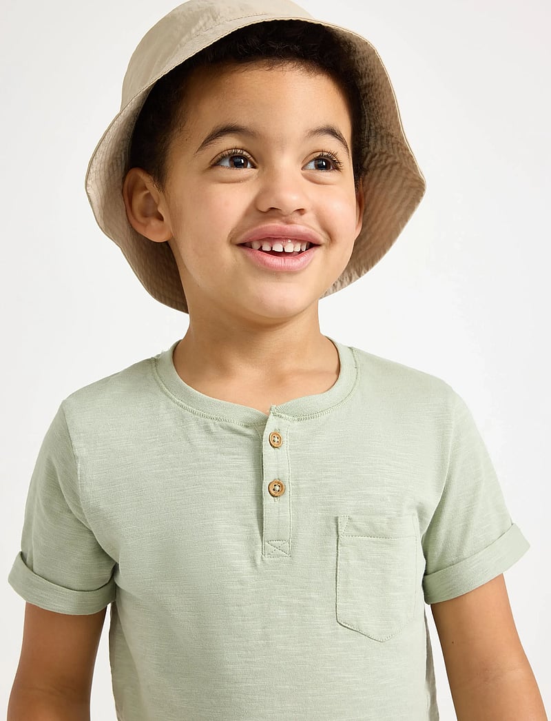 Lindex - Top in slub jersey - kurzärmelige - dusty green - 4