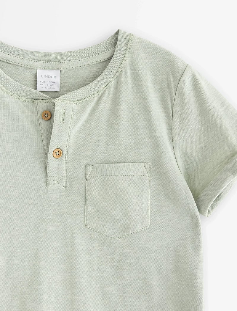 Lindex - Top in slub jersey - kurzärmelige - dusty green - 5