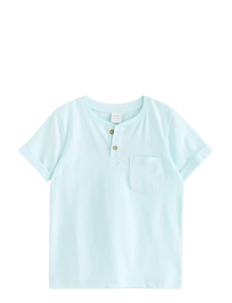 Lindex - Top in slub jersey - kortærmede t-shirts - light aqua - 1