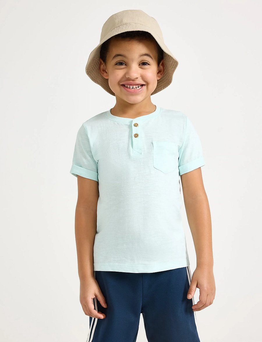 Lindex - Top in slub jersey - kortærmede t-shirts - light aqua - 0