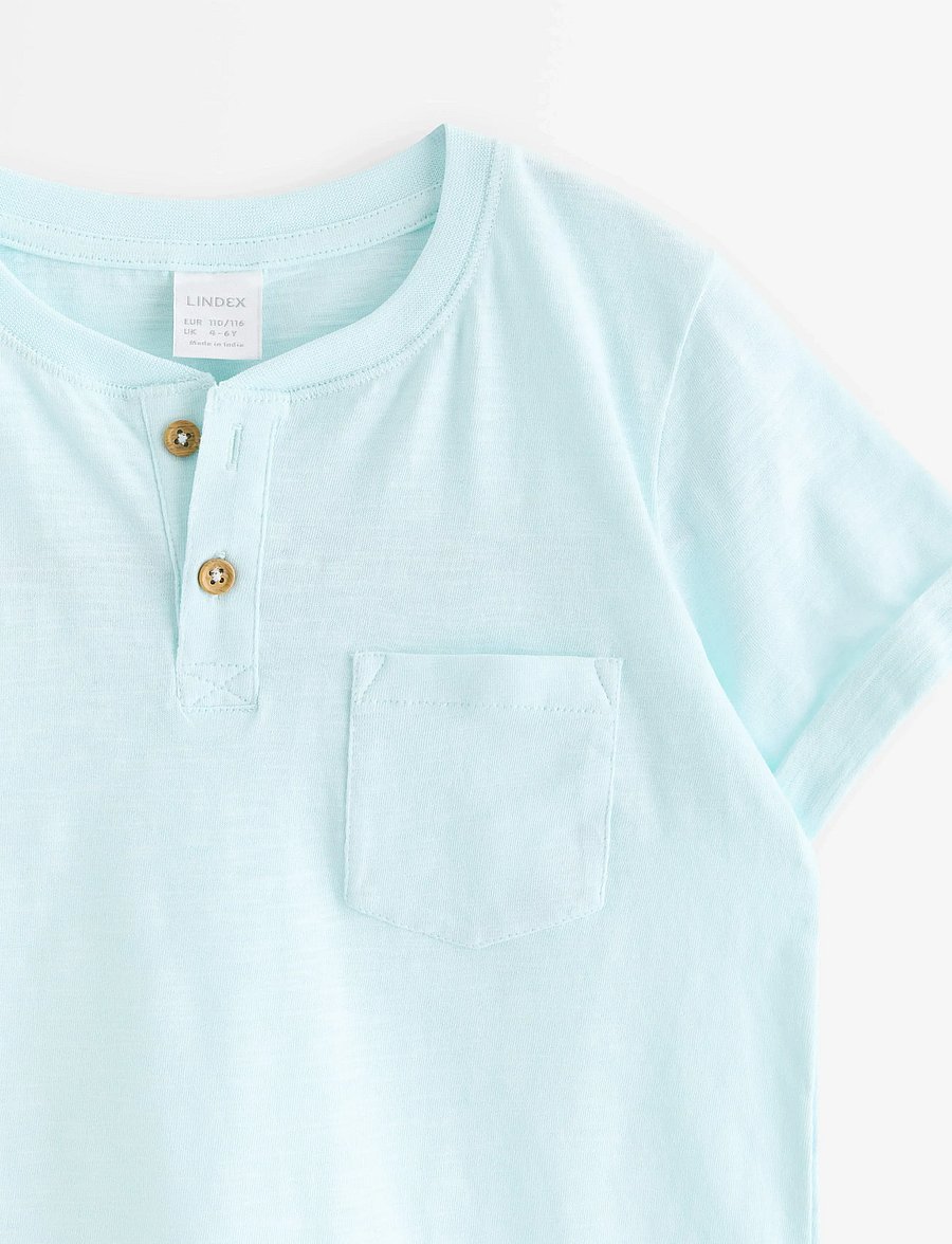 Lindex - Top in slub jersey - kortærmede t-shirts - light aqua - 5
