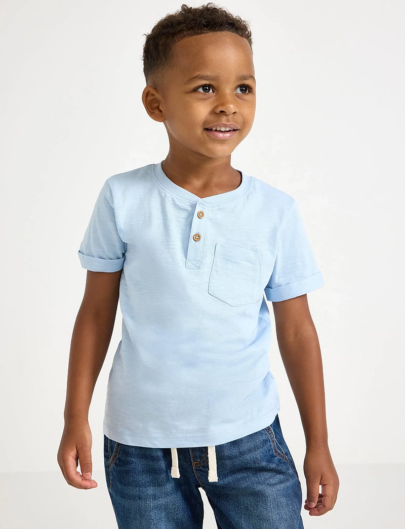 Lindex - Top in slub jersey - kurzärmelige - light blue - 0