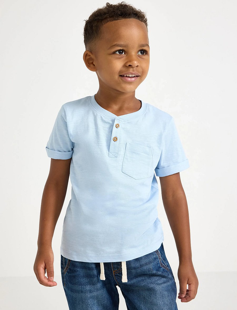 Lindex - Top in slub jersey - kortærmede t-shirts - light blue - 0