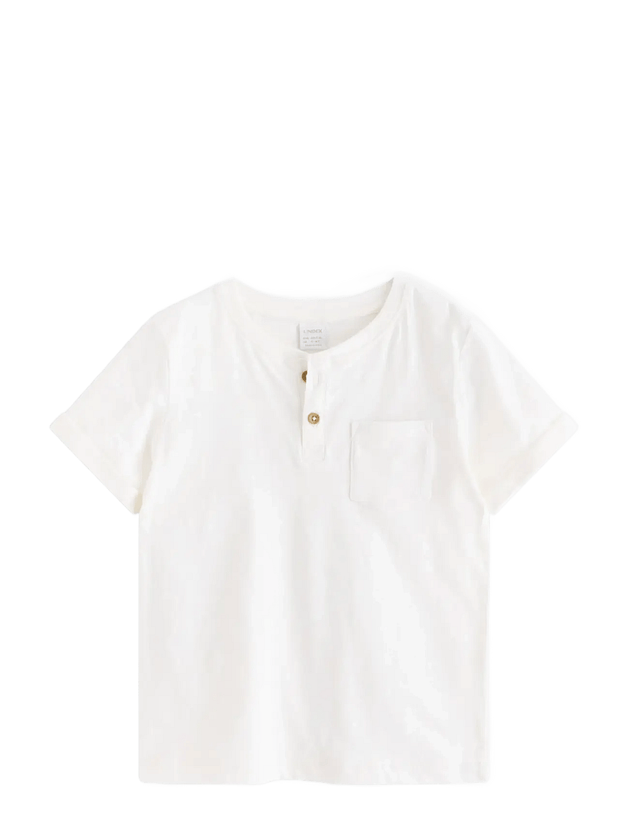Lindex - Top in slub jersey - kurzärmelige - light dusty white - 1