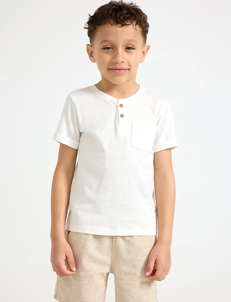 Lindex - Top in slub jersey - kortærmede t-shirts - light dusty white - 0