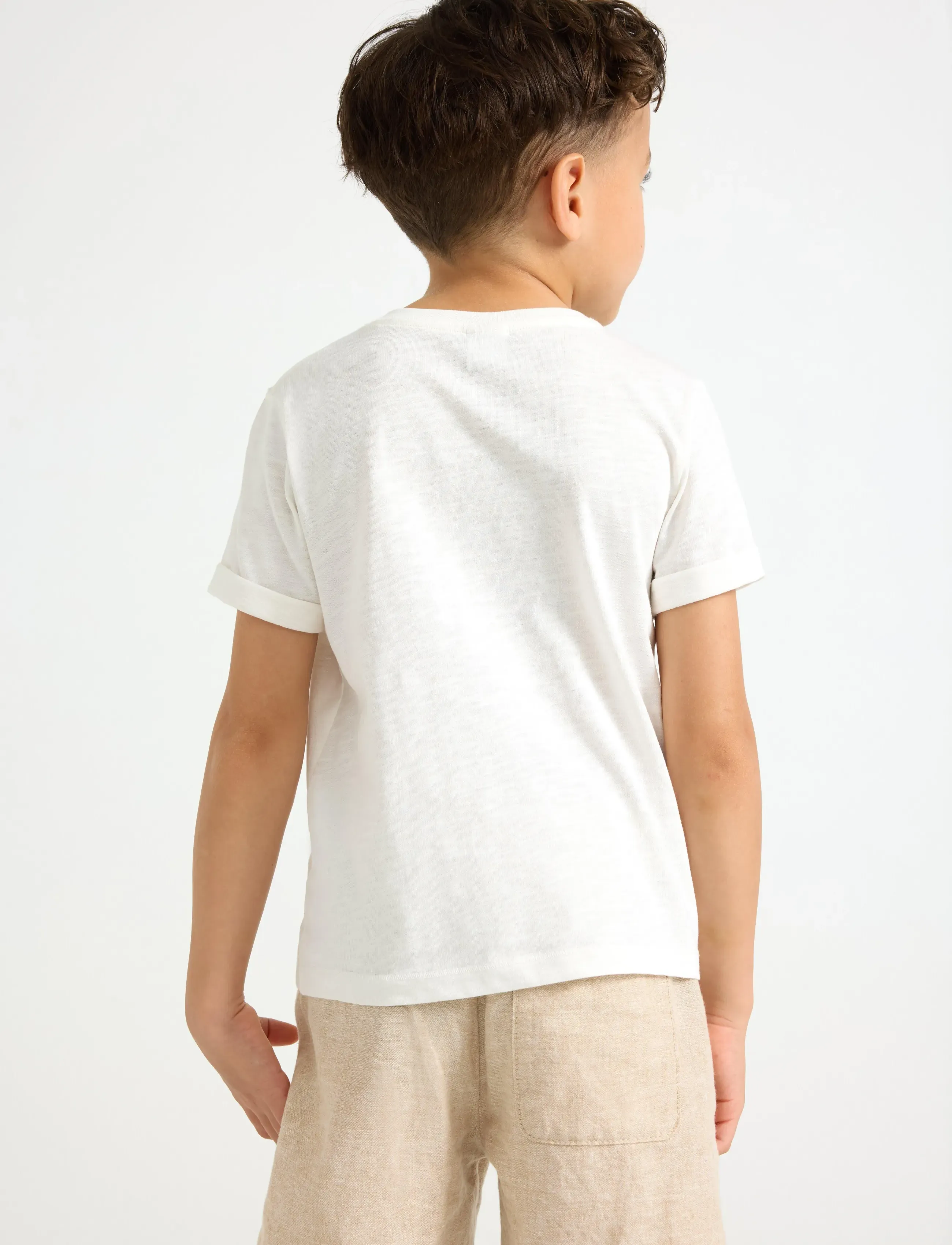 Lindex - Top in slub jersey - kurzärmelige - light dusty white - 3