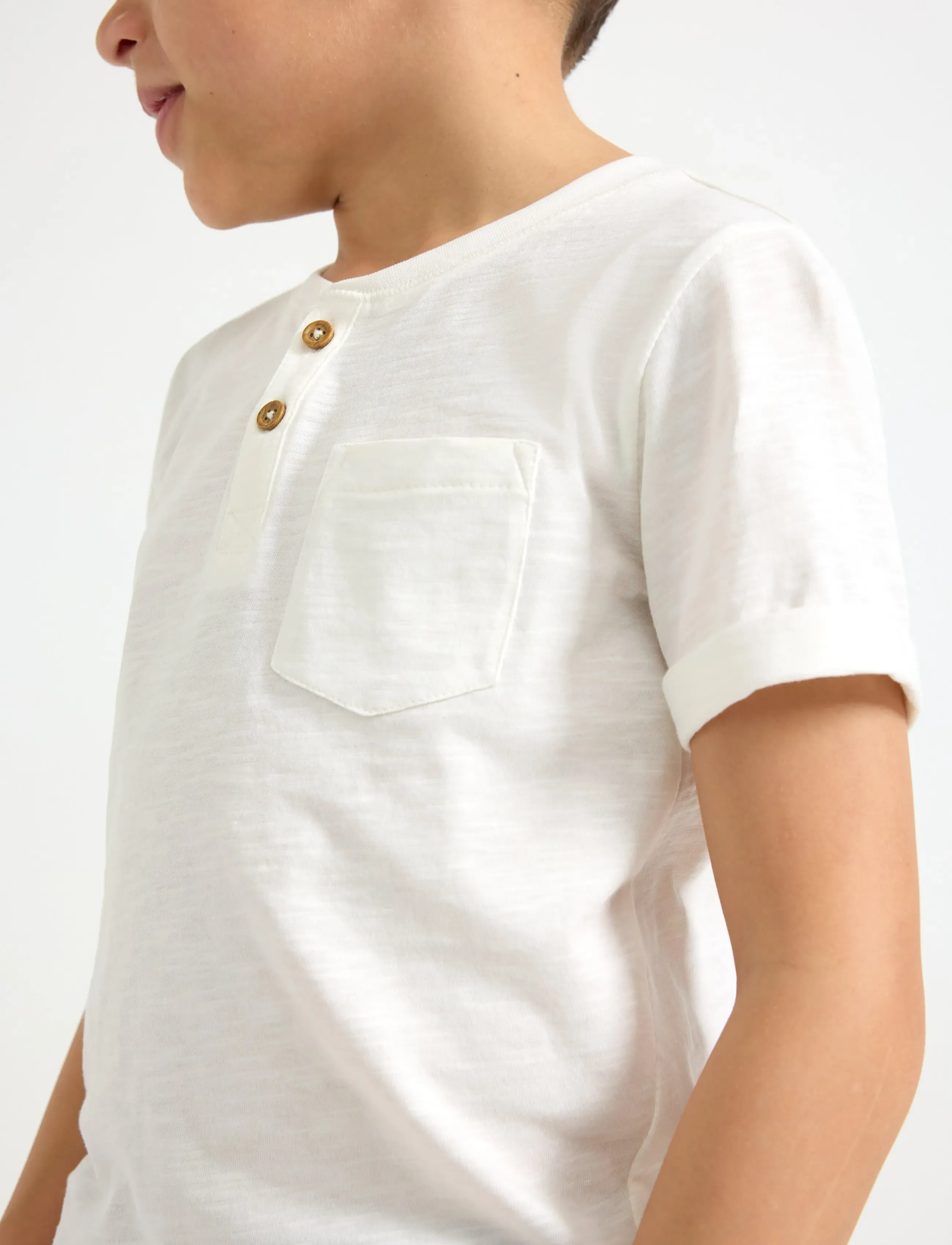 Lindex - Top in slub jersey - kurzärmelige - light dusty white - 4