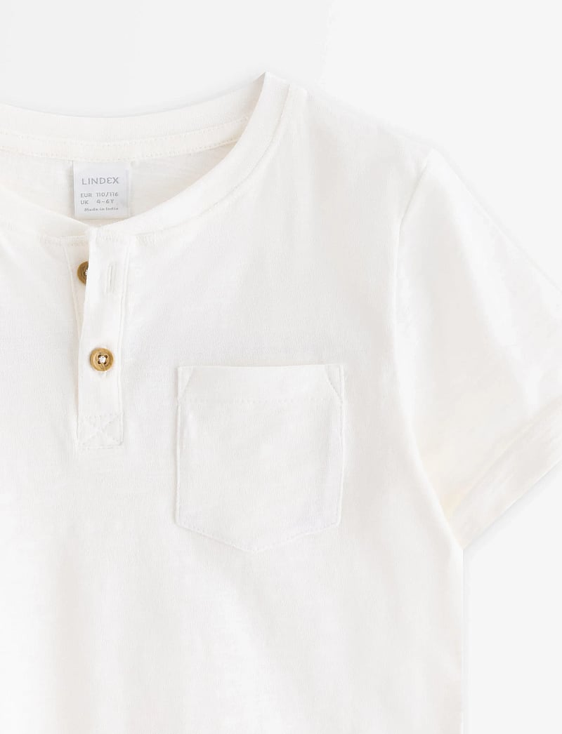 Lindex - Top in slub jersey - kortærmede t-shirts - light dusty white - 5