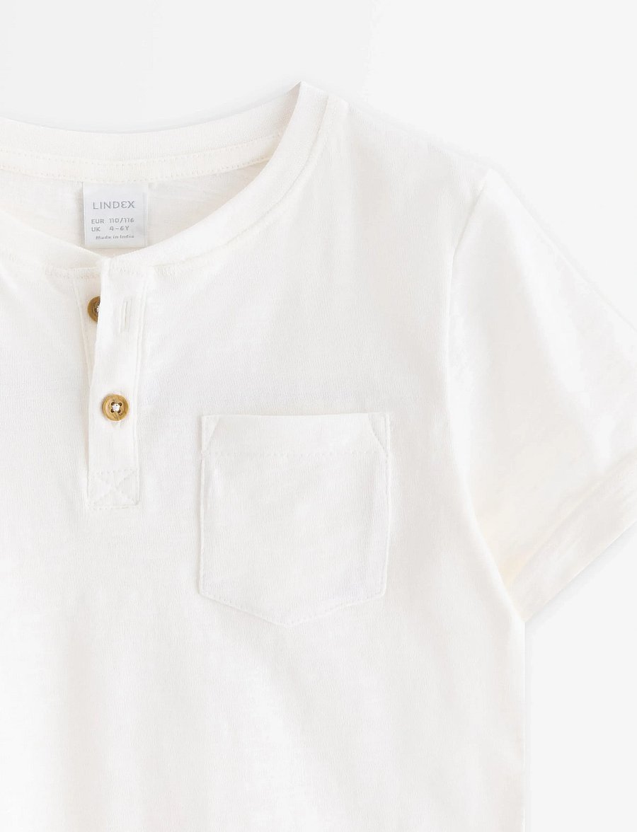 Lindex - Top in slub jersey - kurzärmelige - light dusty white - 5