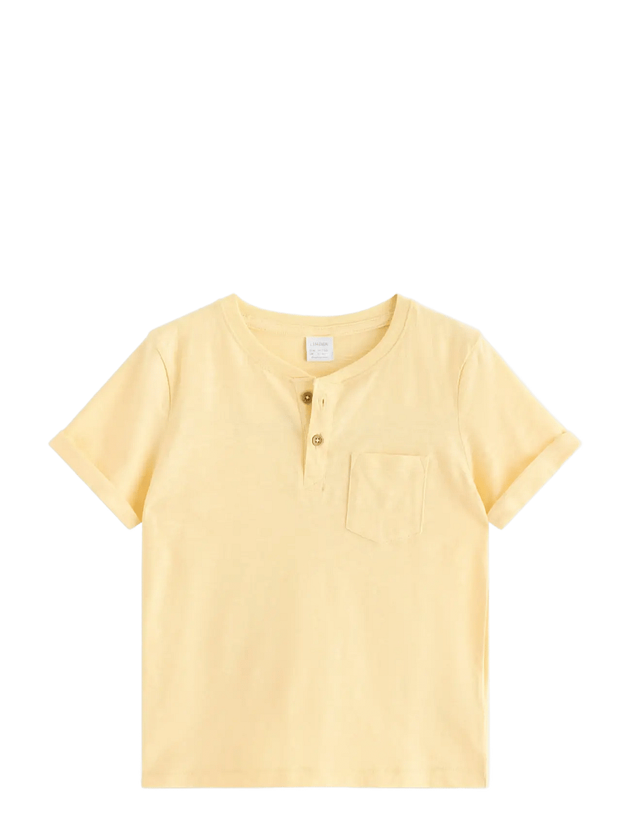 Lindex - Top in slub jersey - kurzärmelige - light yellow - 1